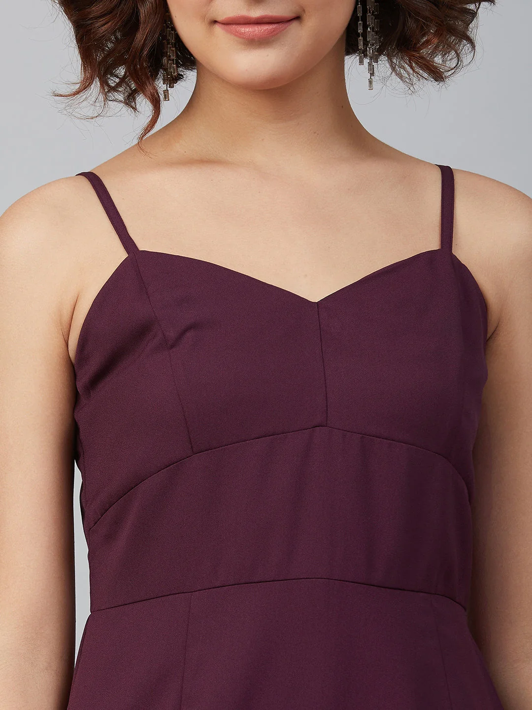 Women Purple Knee Length Solid Dress - Image 5