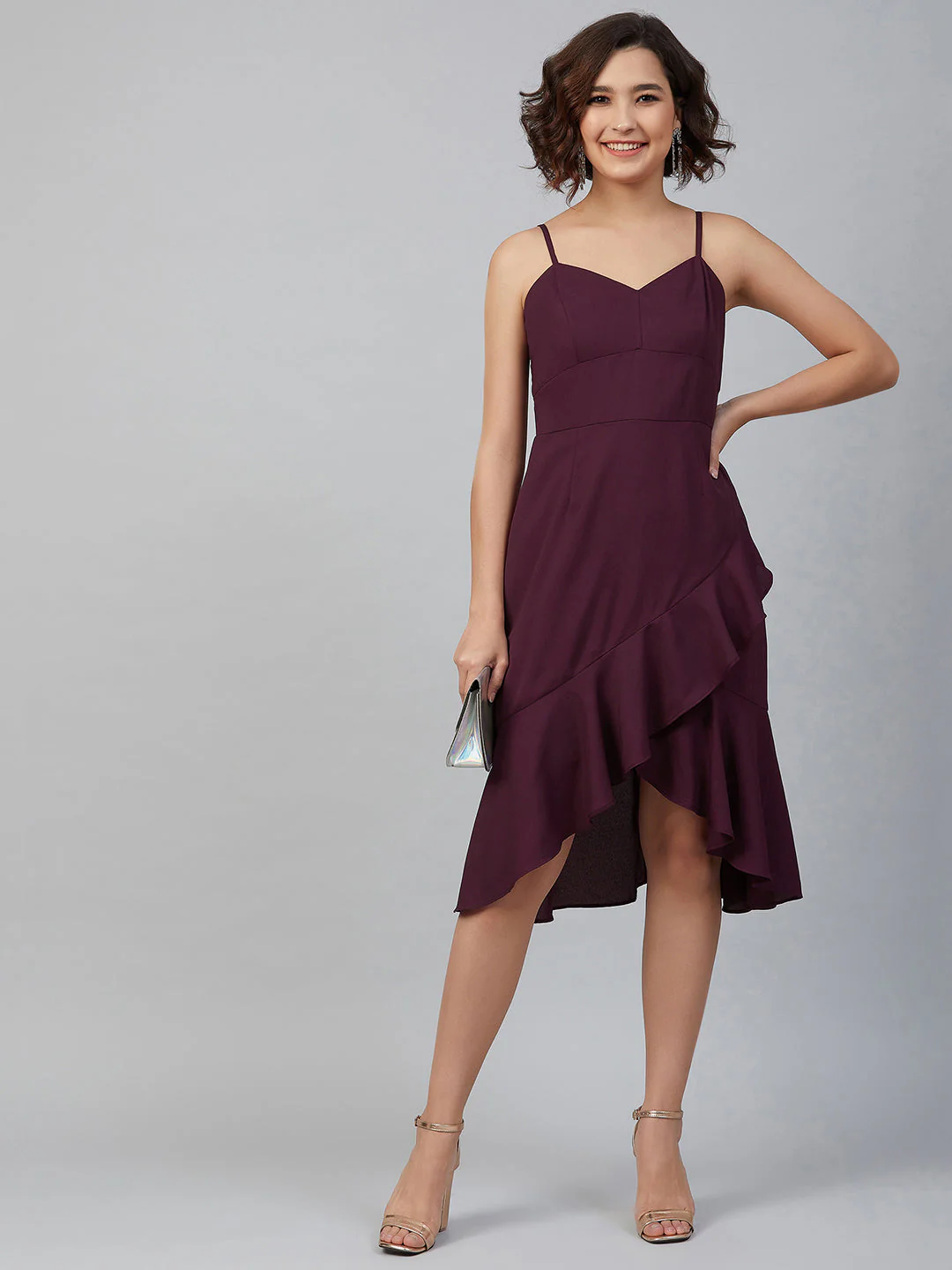 Women Purple Knee Length Solid Dress - Image 6
