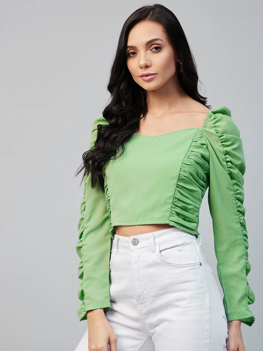 Women Mint Green Regular Top - Image 2