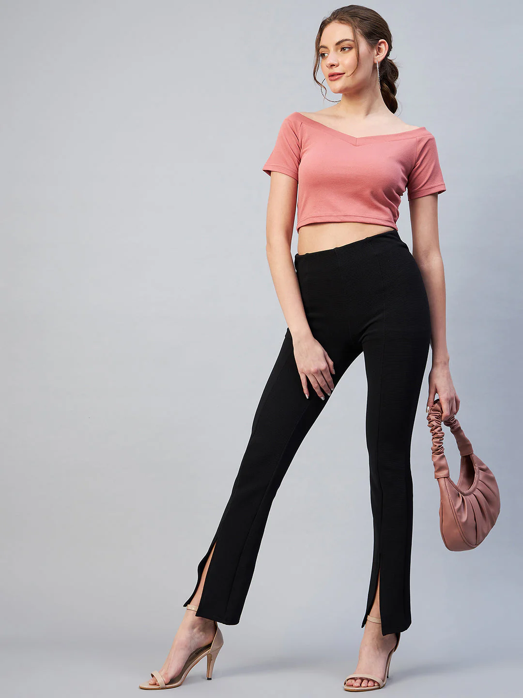 Women Off-Shoulder Solid Fitted Top - Image 6