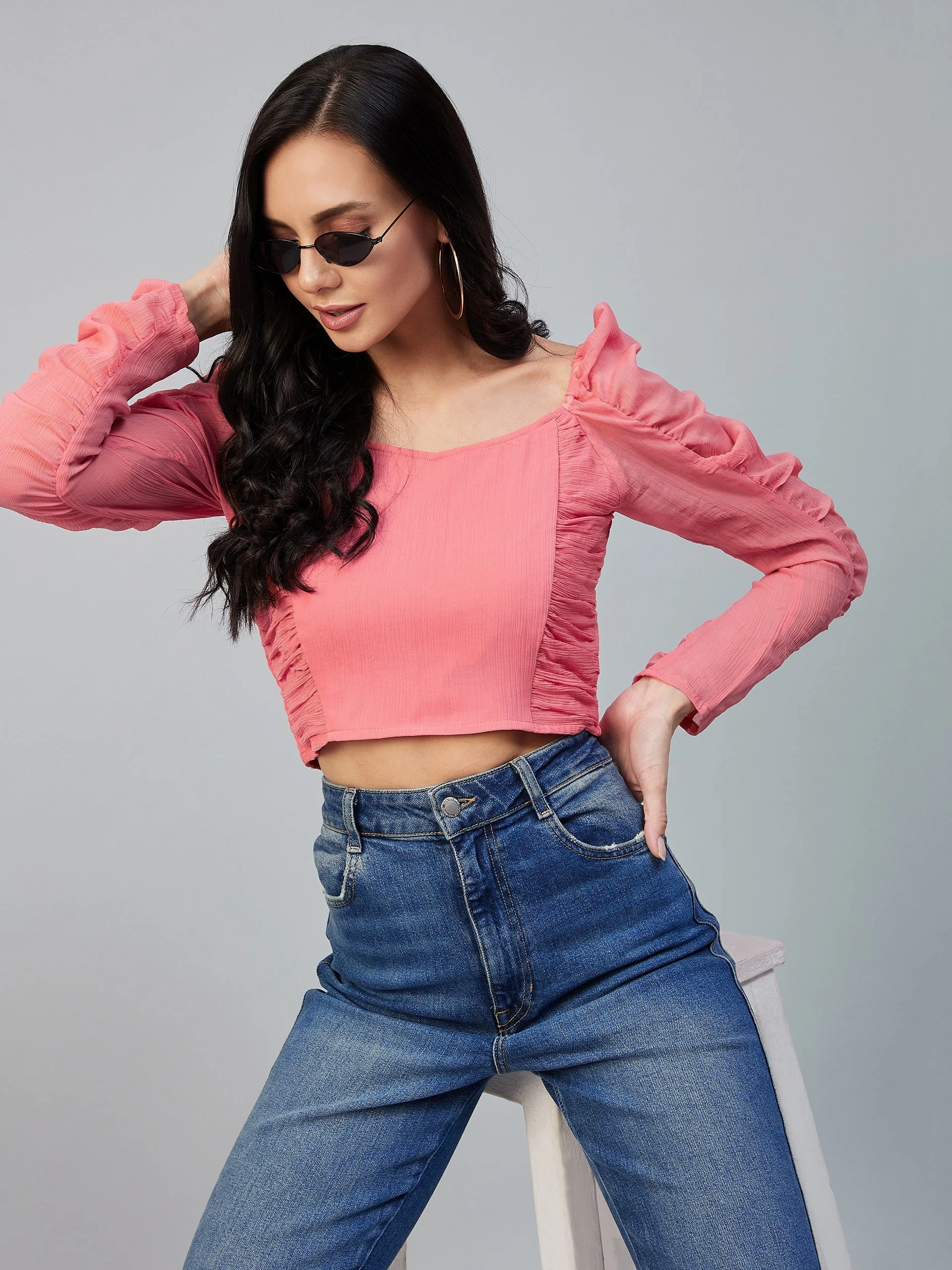 Women Neck Solid Regular Top - Image 7