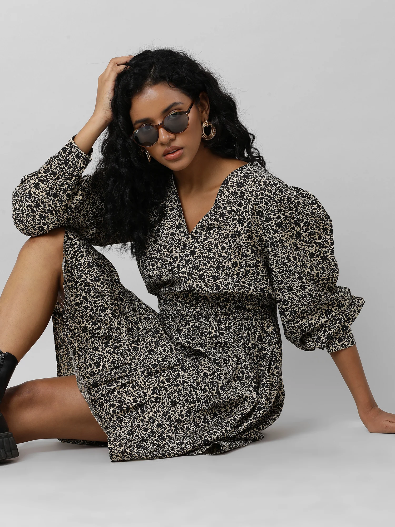 Women Casual Brown Printed Dress - Image 12