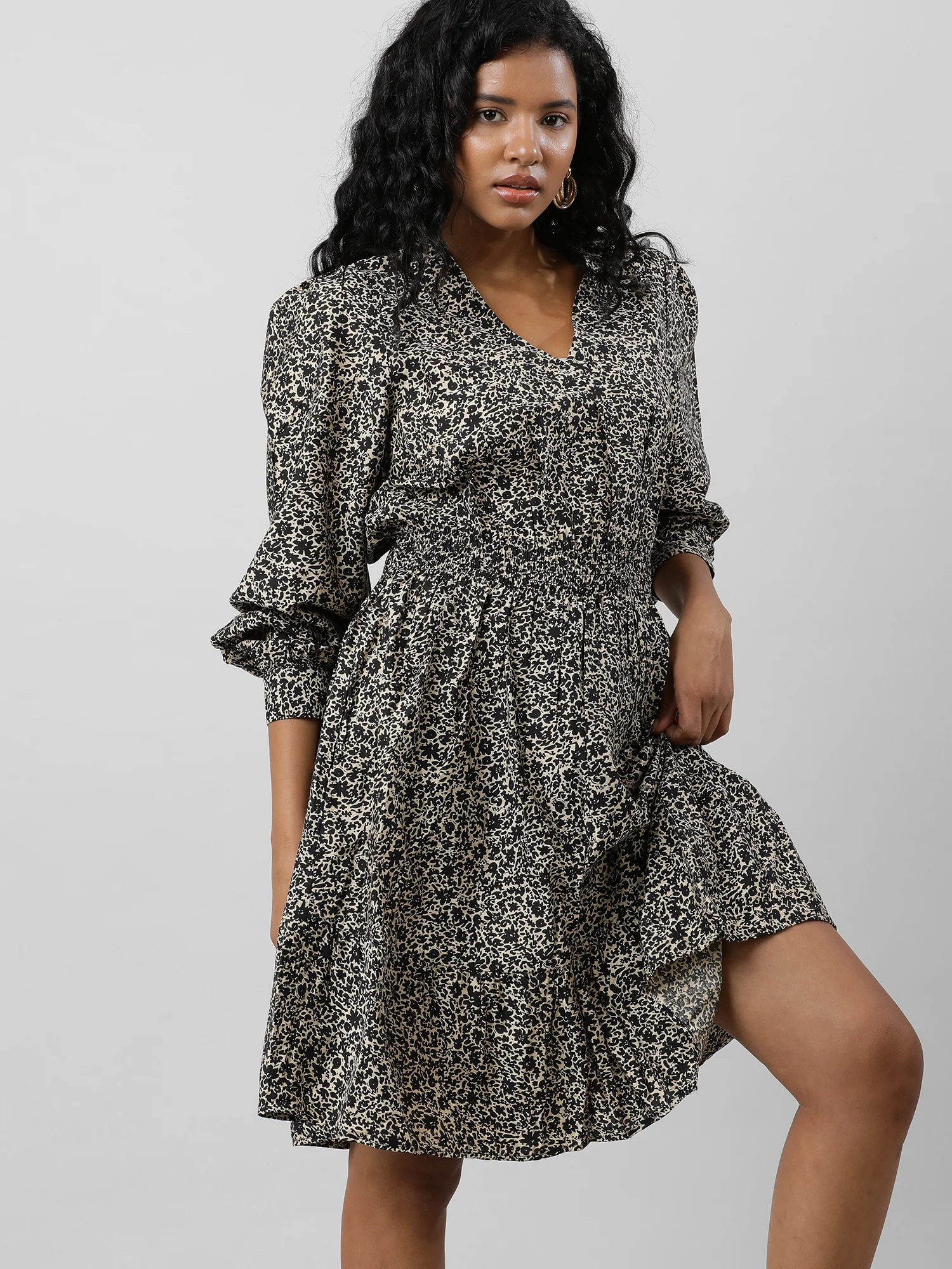 Women Casual Brown Printed Dress - Image 3