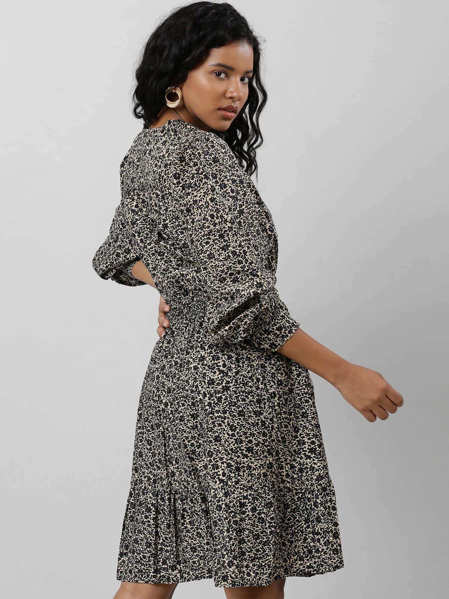 Women Casual Brown Printed Dress - Image 4