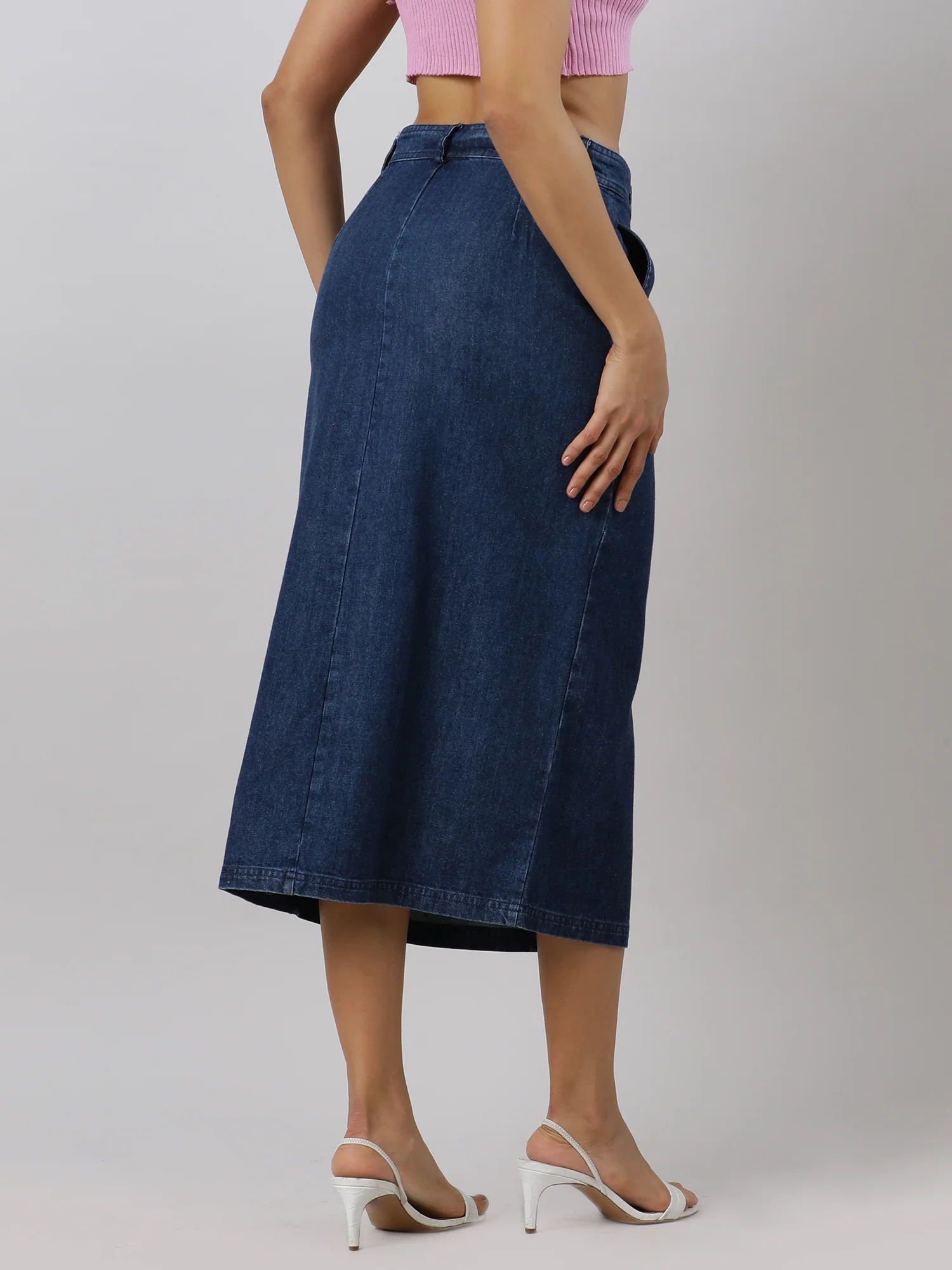 Casual Navy Denim Skirt - Image 2
