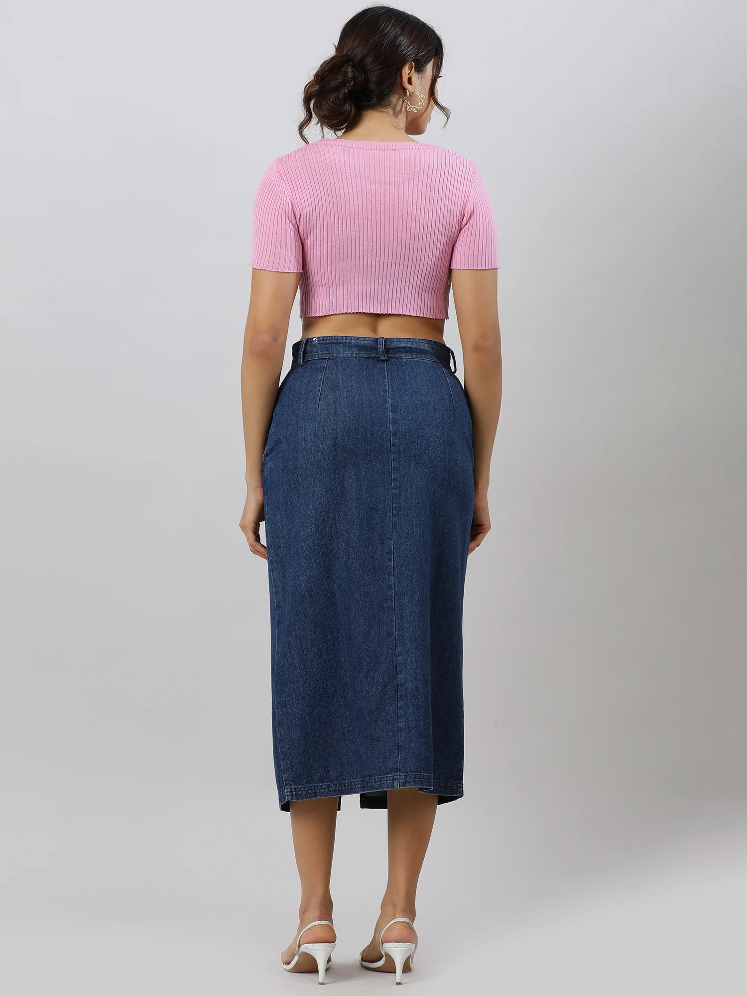 Casual Navy Denim Skirt - Image 3