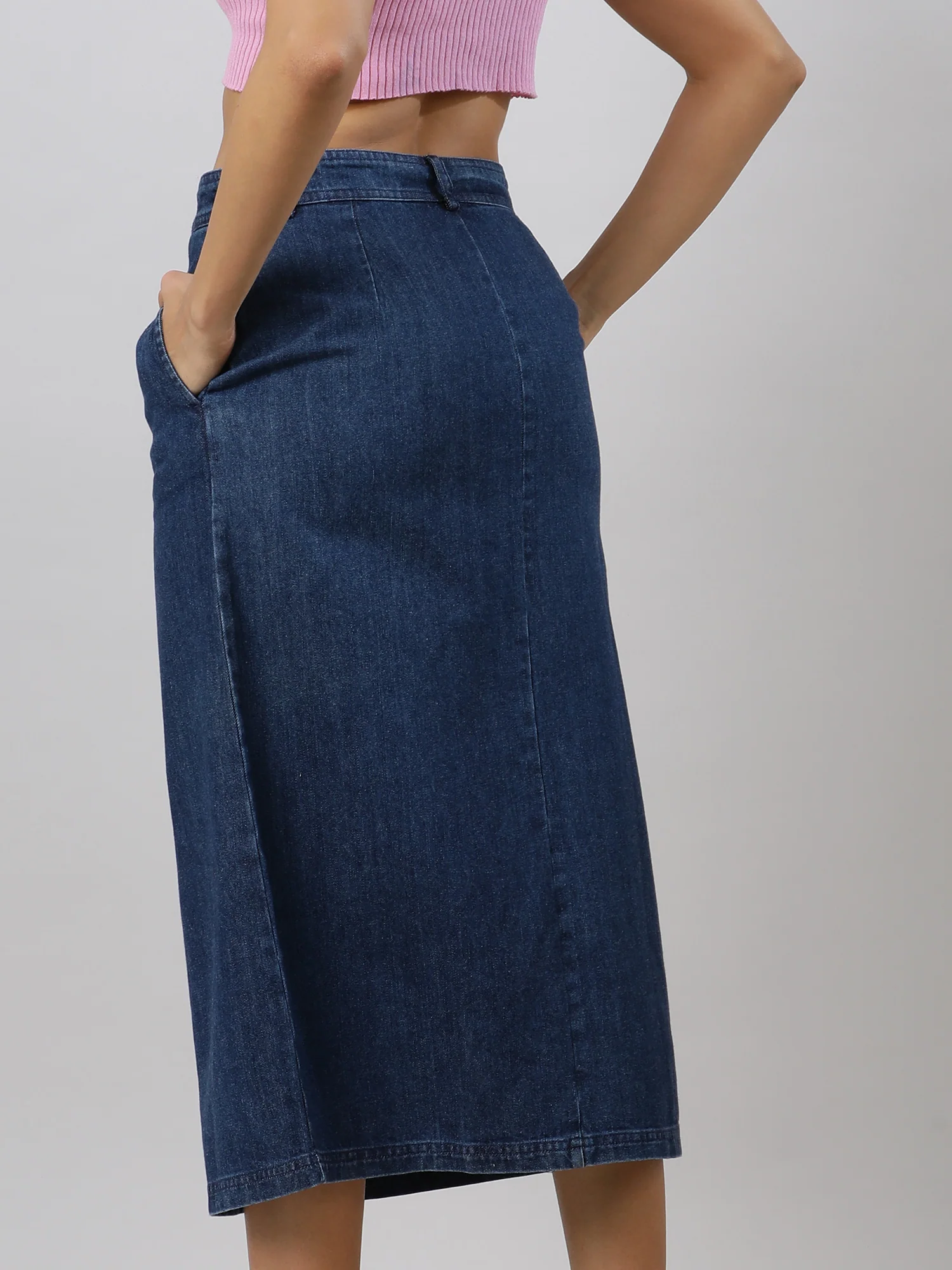 Casual Navy Denim Skirt - Image 6