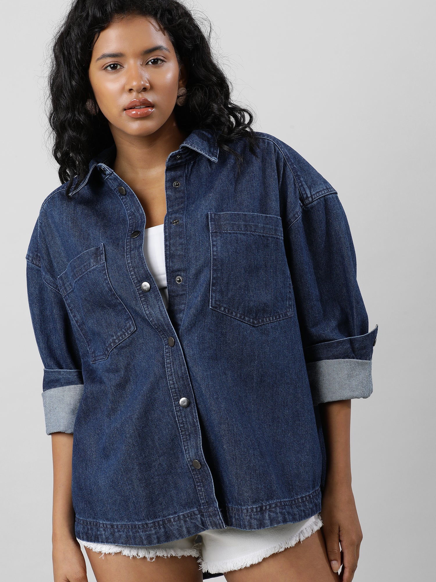 Casual Oversize Denim Shirt - Image 6