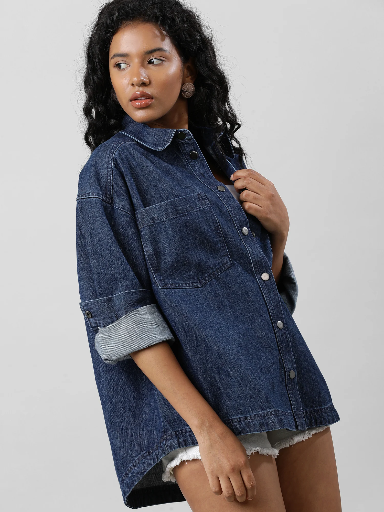 Casual Oversize Denim Shirt - Image 7