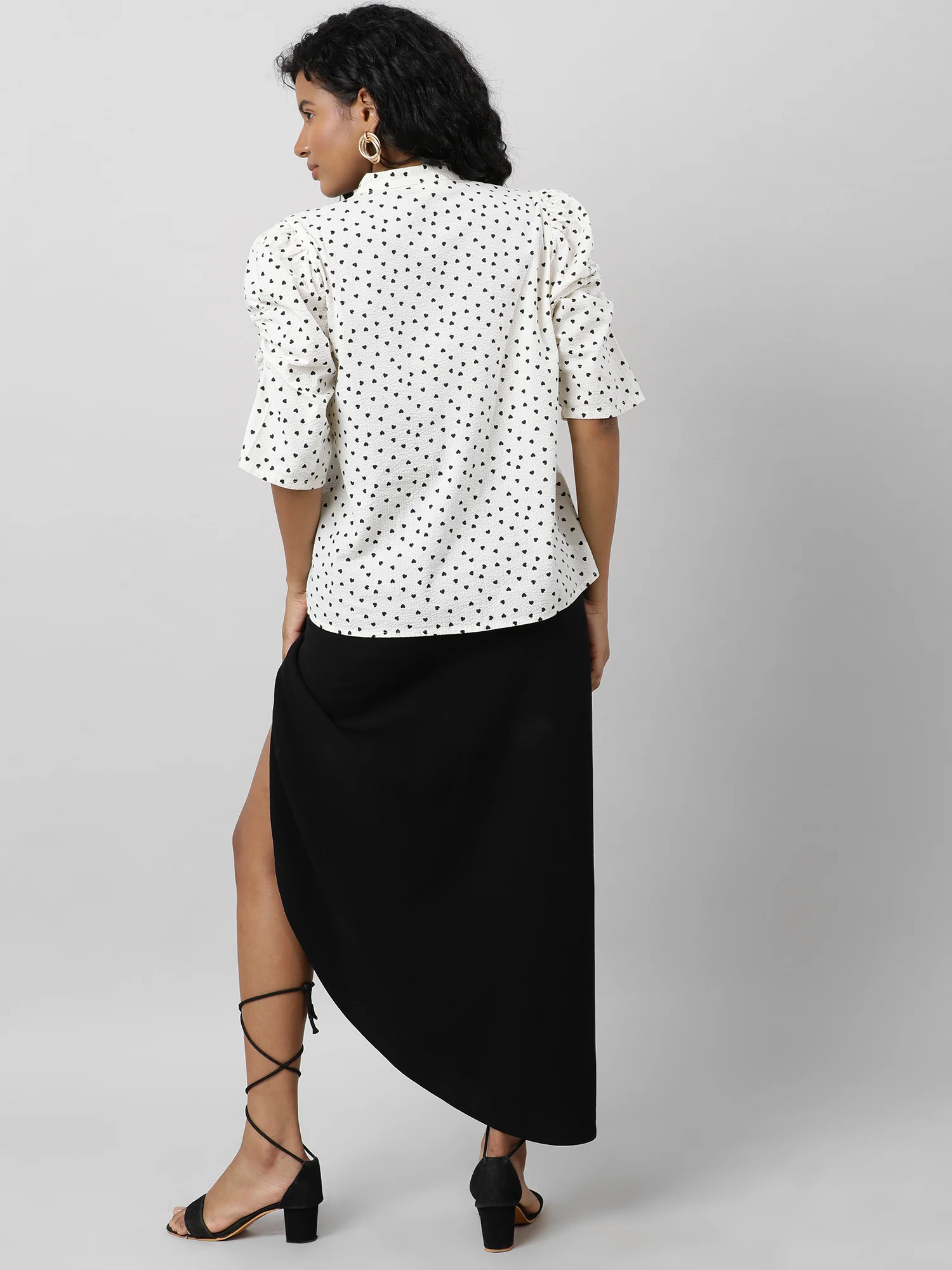 Women Casual Polka Dot Cream Shirt - Image 5