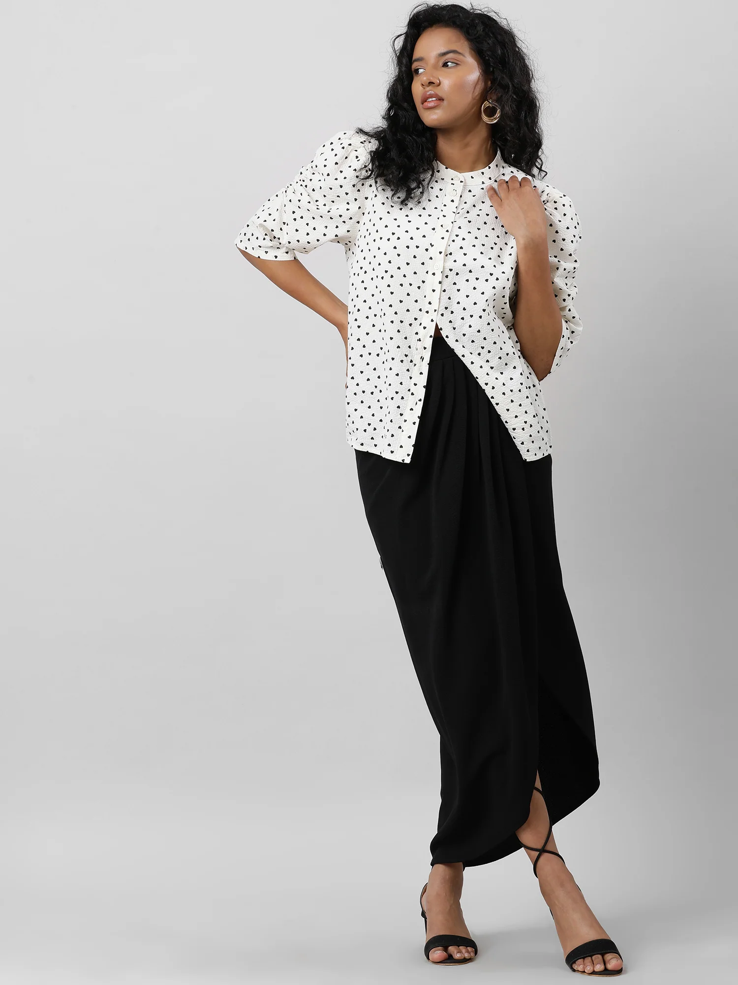Women Casual Polka Dot Cream Shirt - Image 6