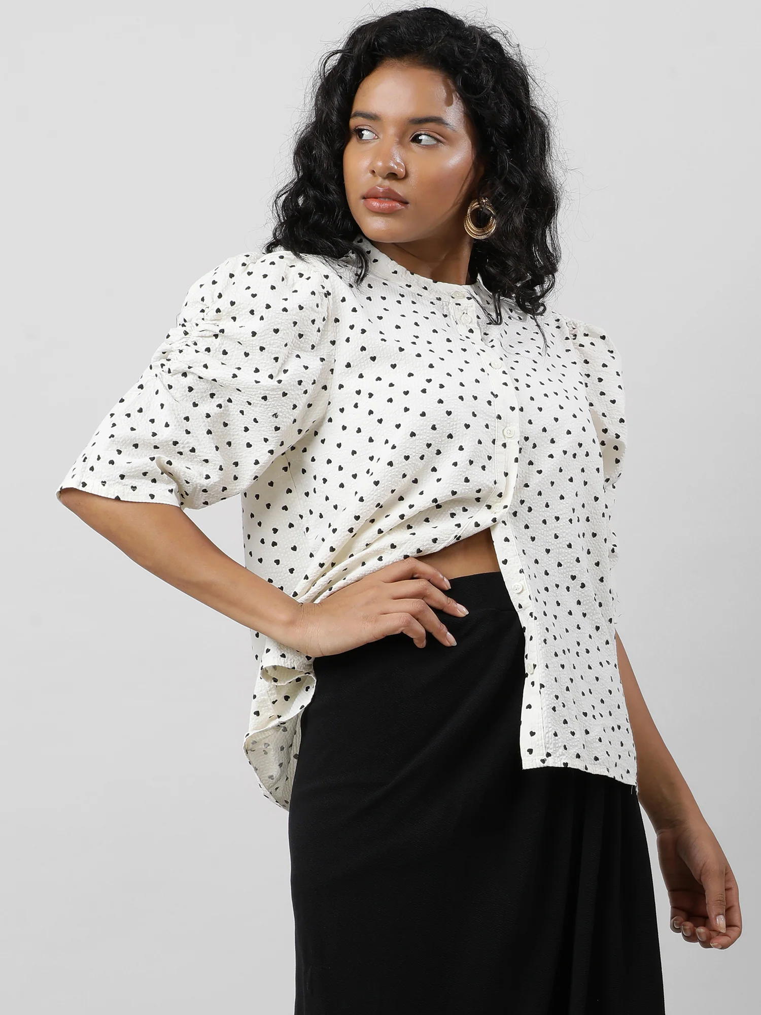 Women Casual Polka Dot Cream Shirt - Image 7