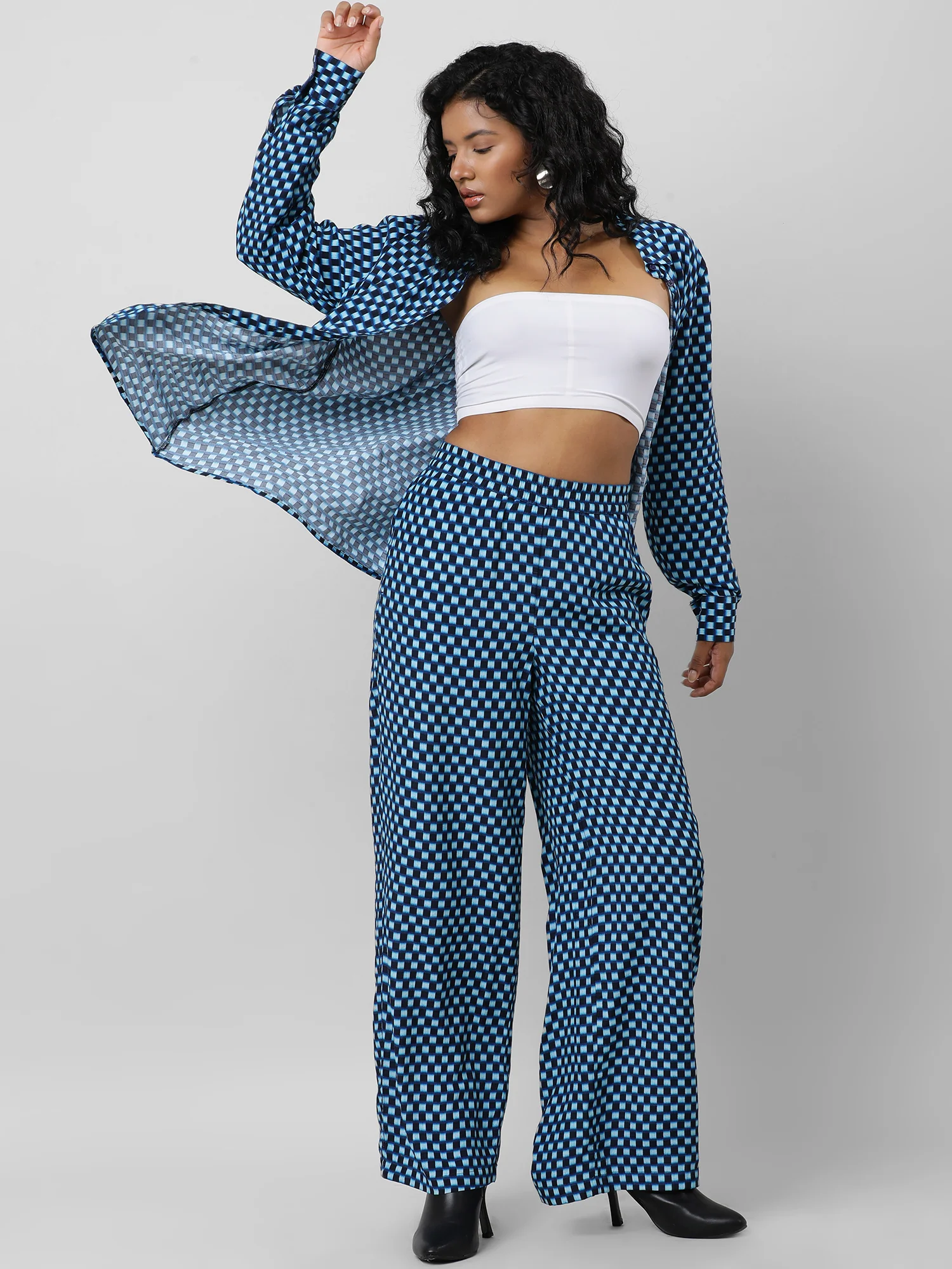 Women Casual Printed Blue Shirt - Image 3