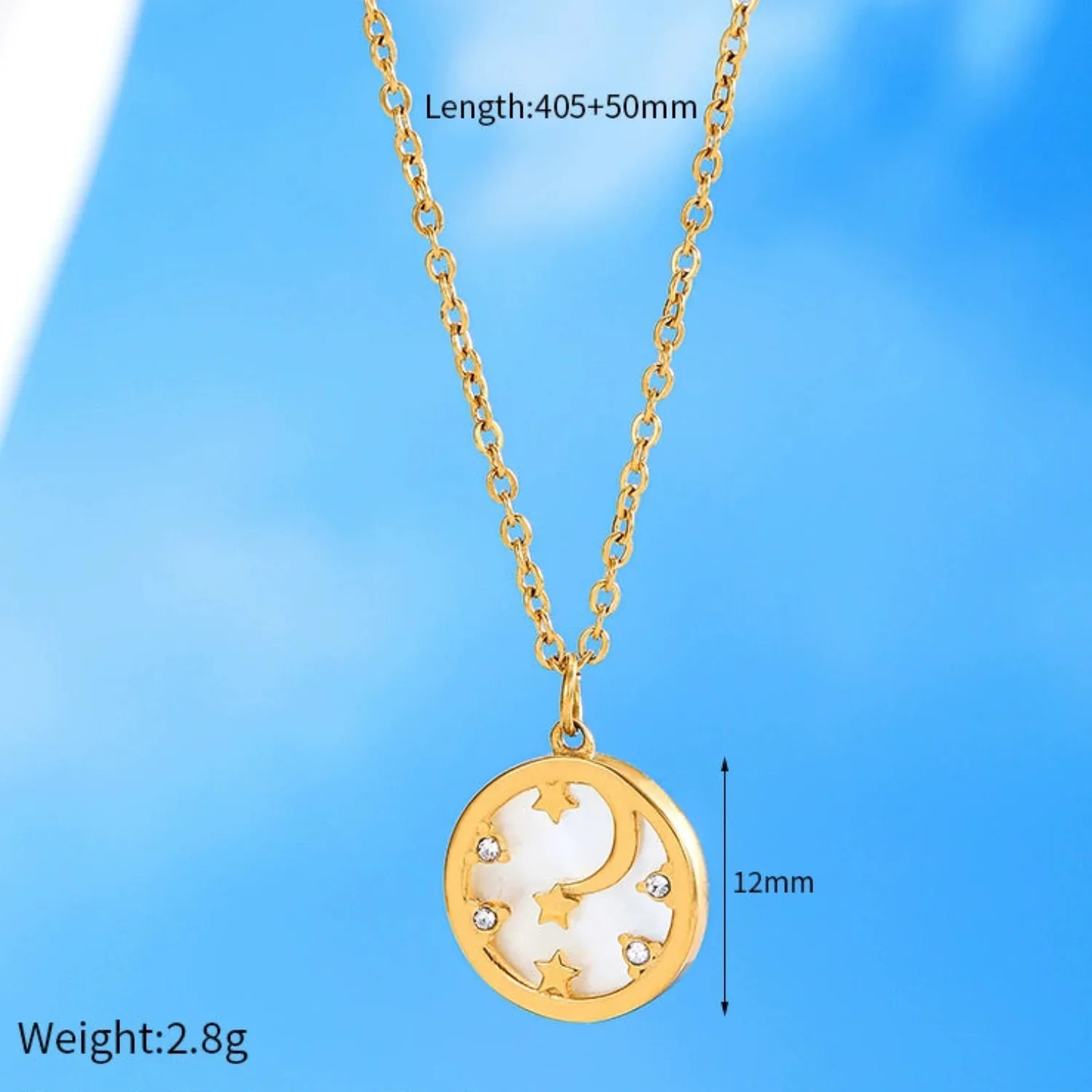 Celestial Moon And Star 18K Gold Plated Necklace - Image 2
