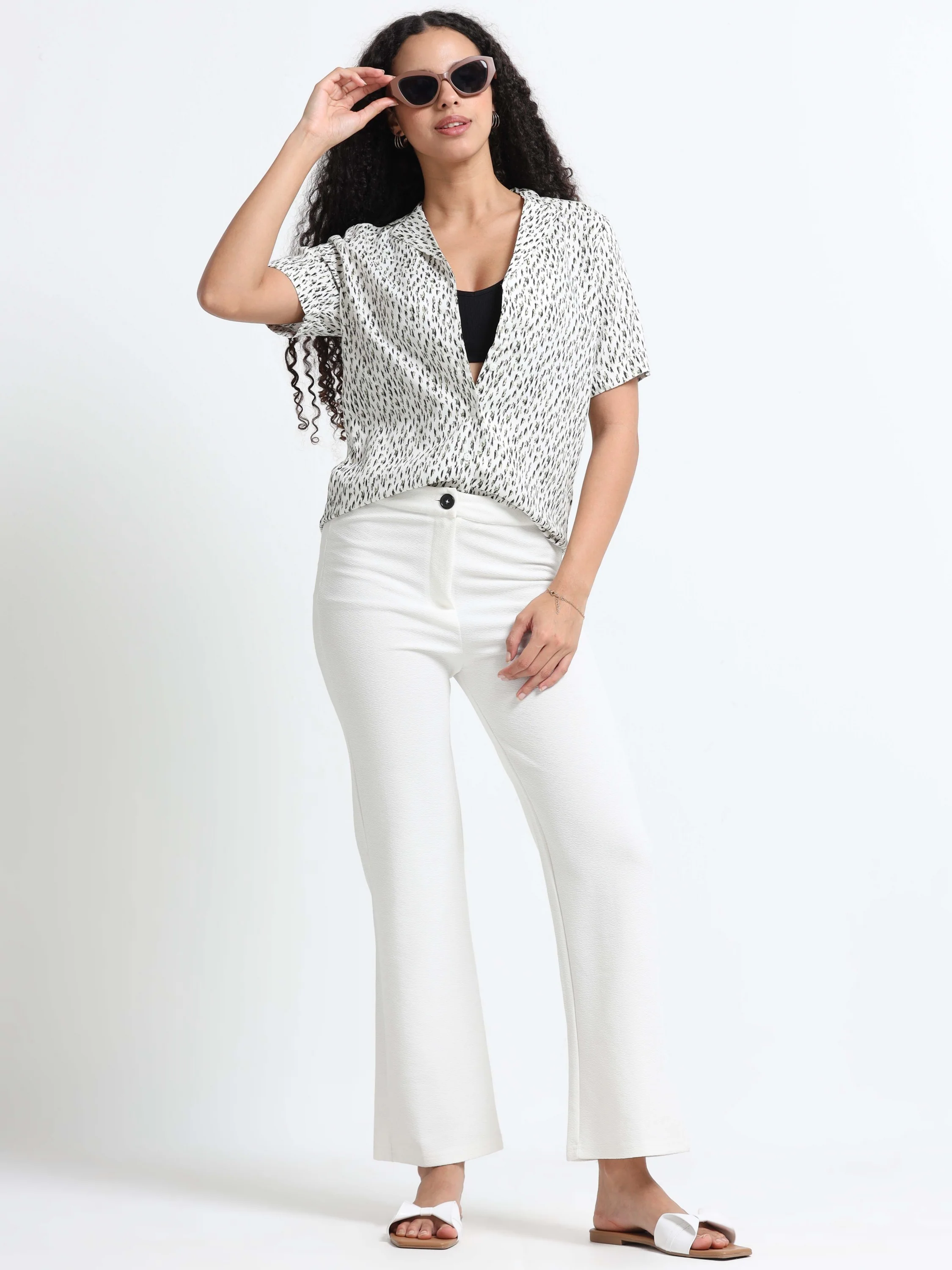 Women Chic Printed White Shirt - Image 3