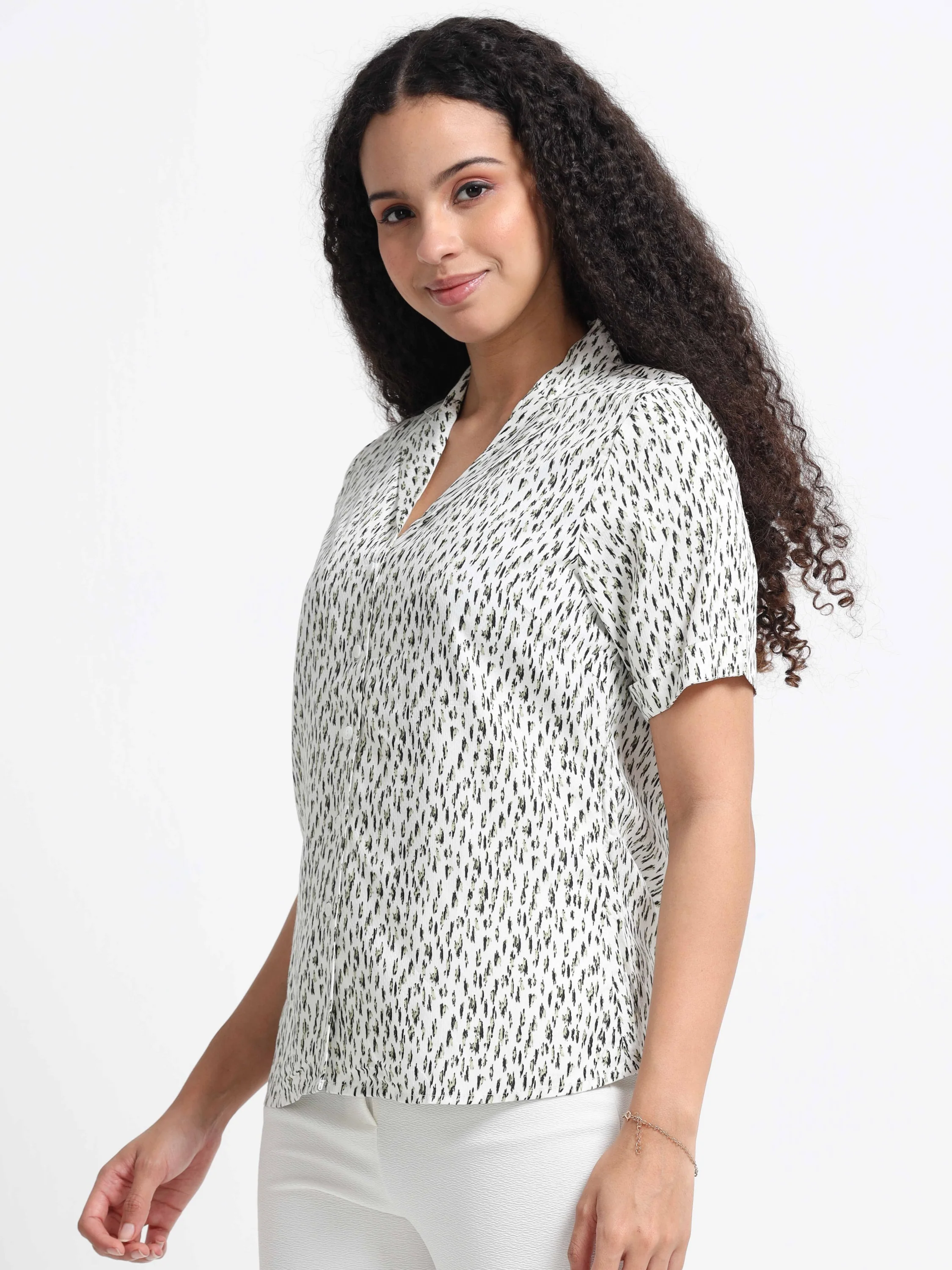 Women Chic Printed White Shirt - Image 4
