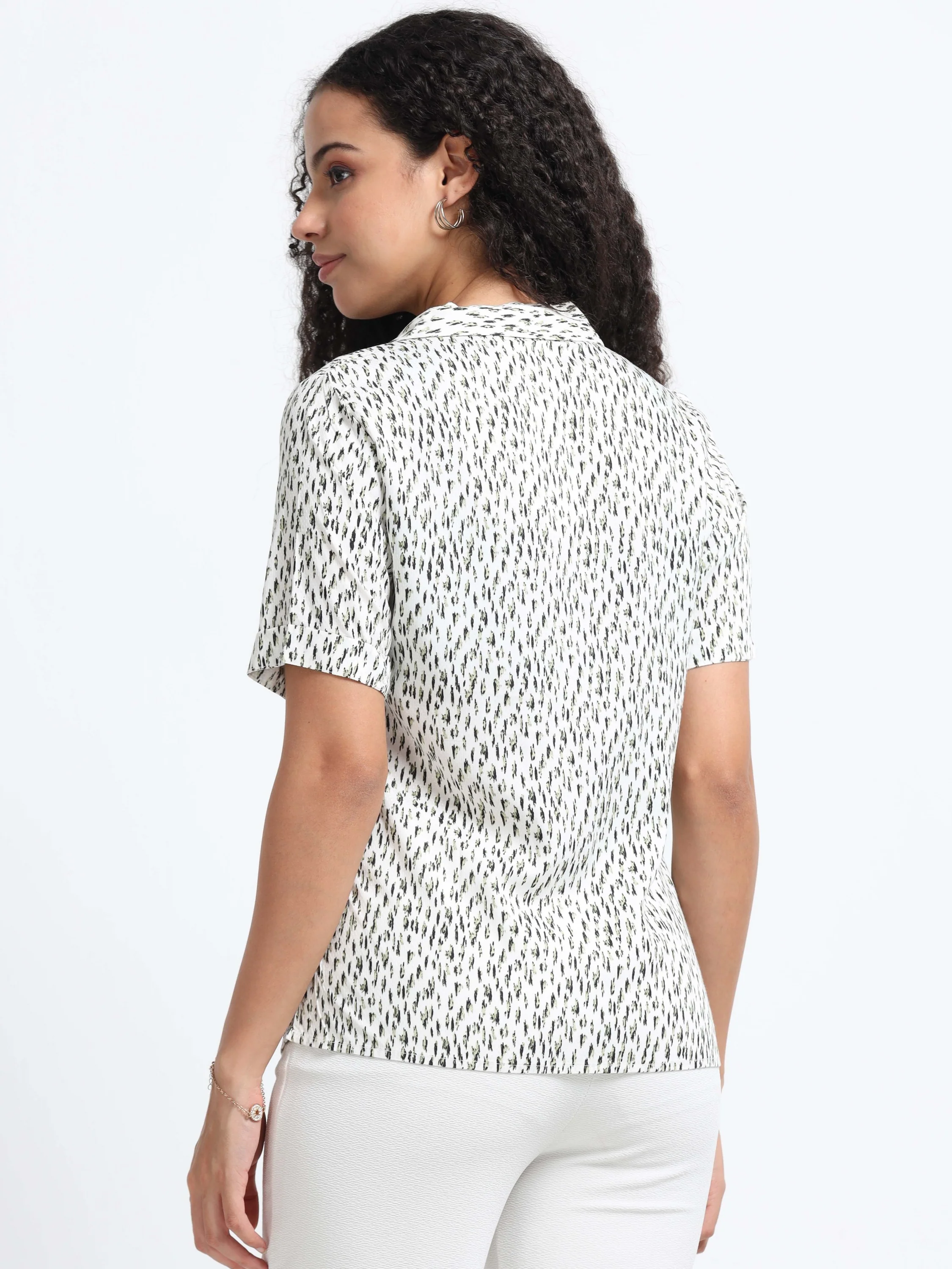 Women Chic Printed White Shirt - Image 5