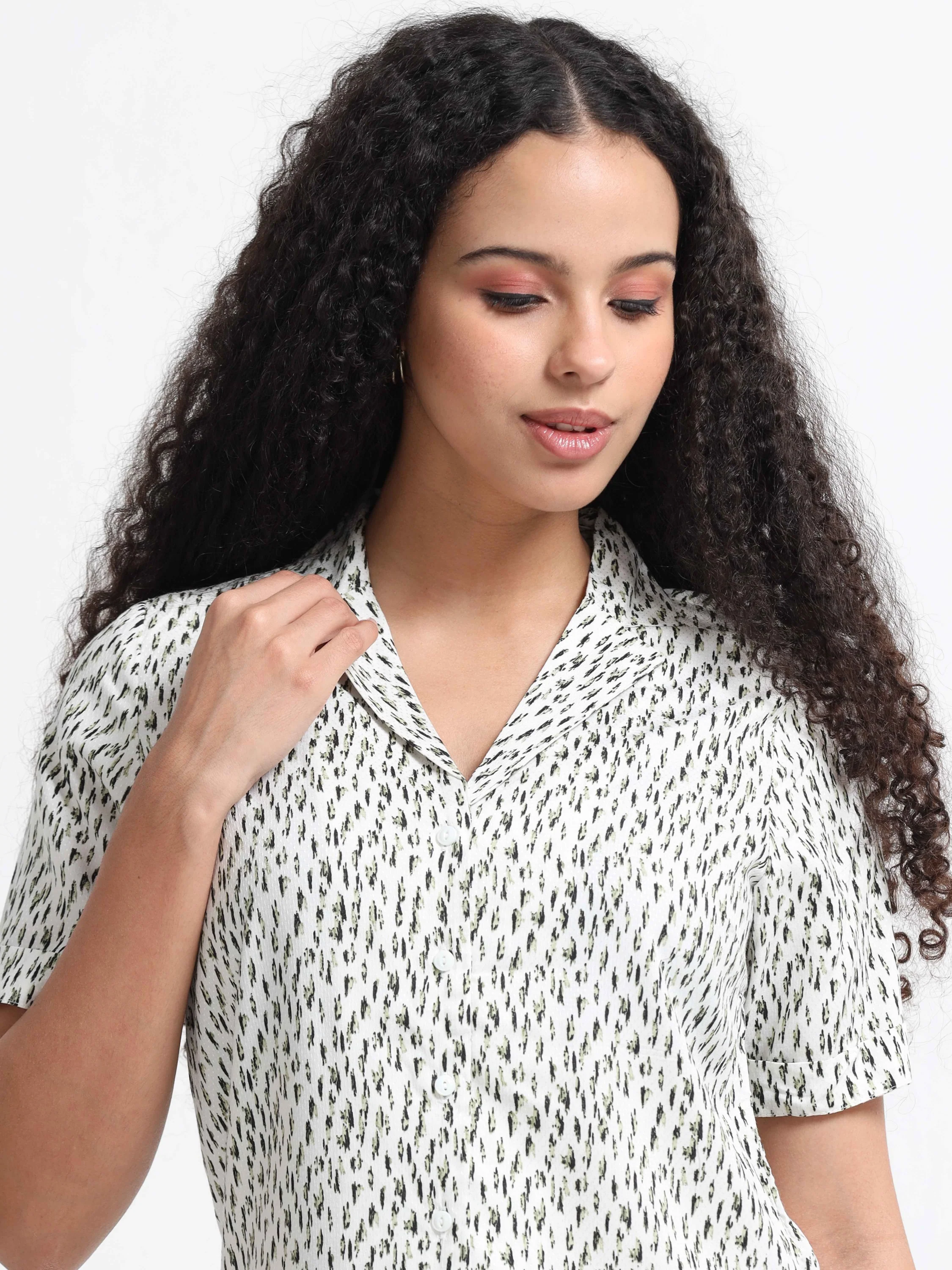 Women Chic Printed White Shirt - Image 6