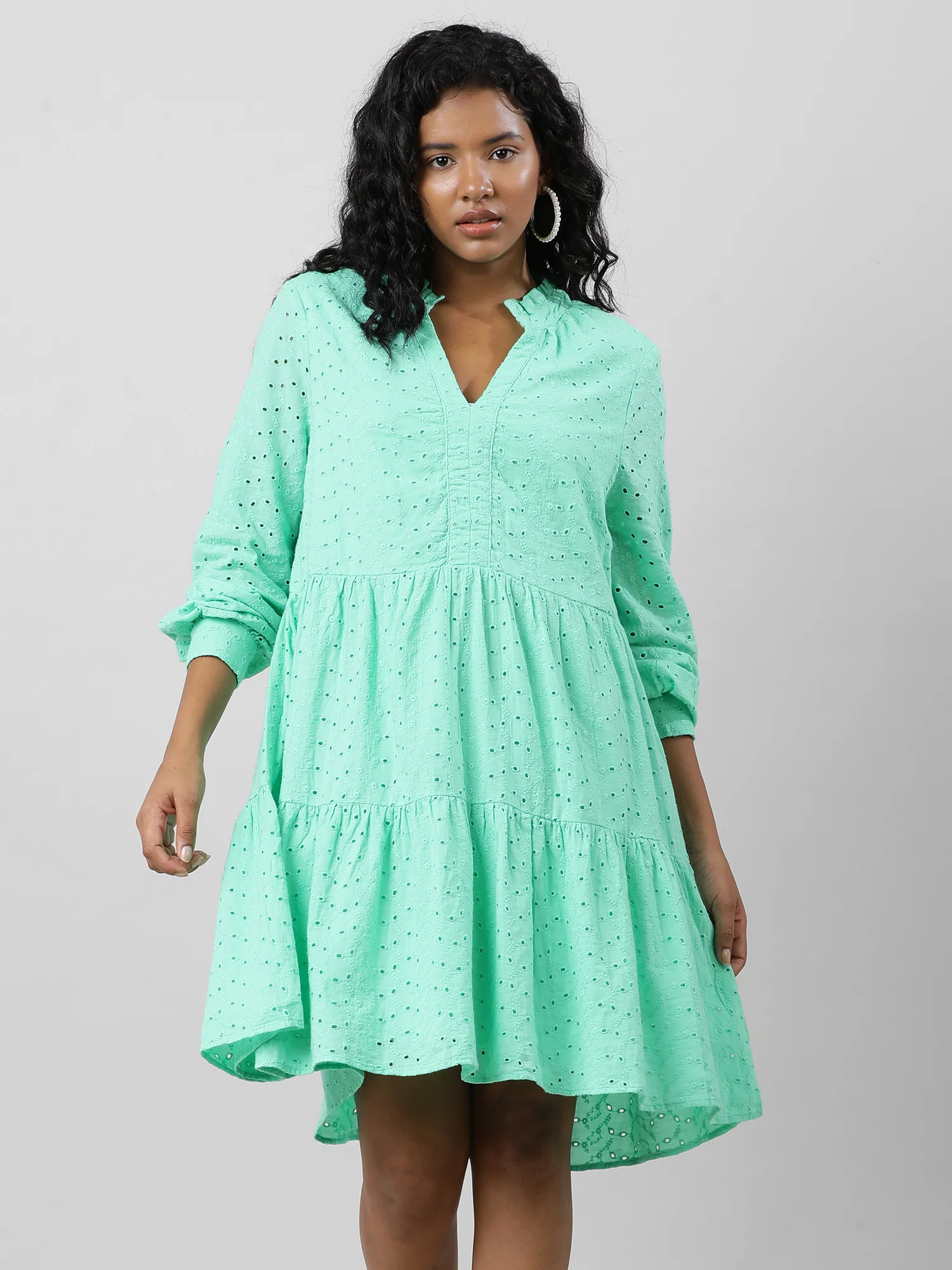 Women Chic Textured Solid Midi Dress - Image 4