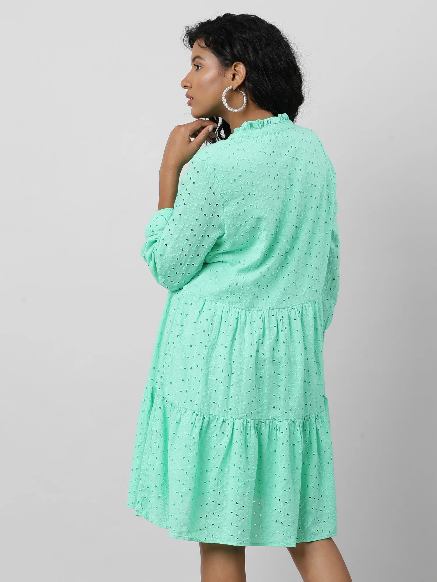 Women Chic Textured Solid Midi Dress - Image 7