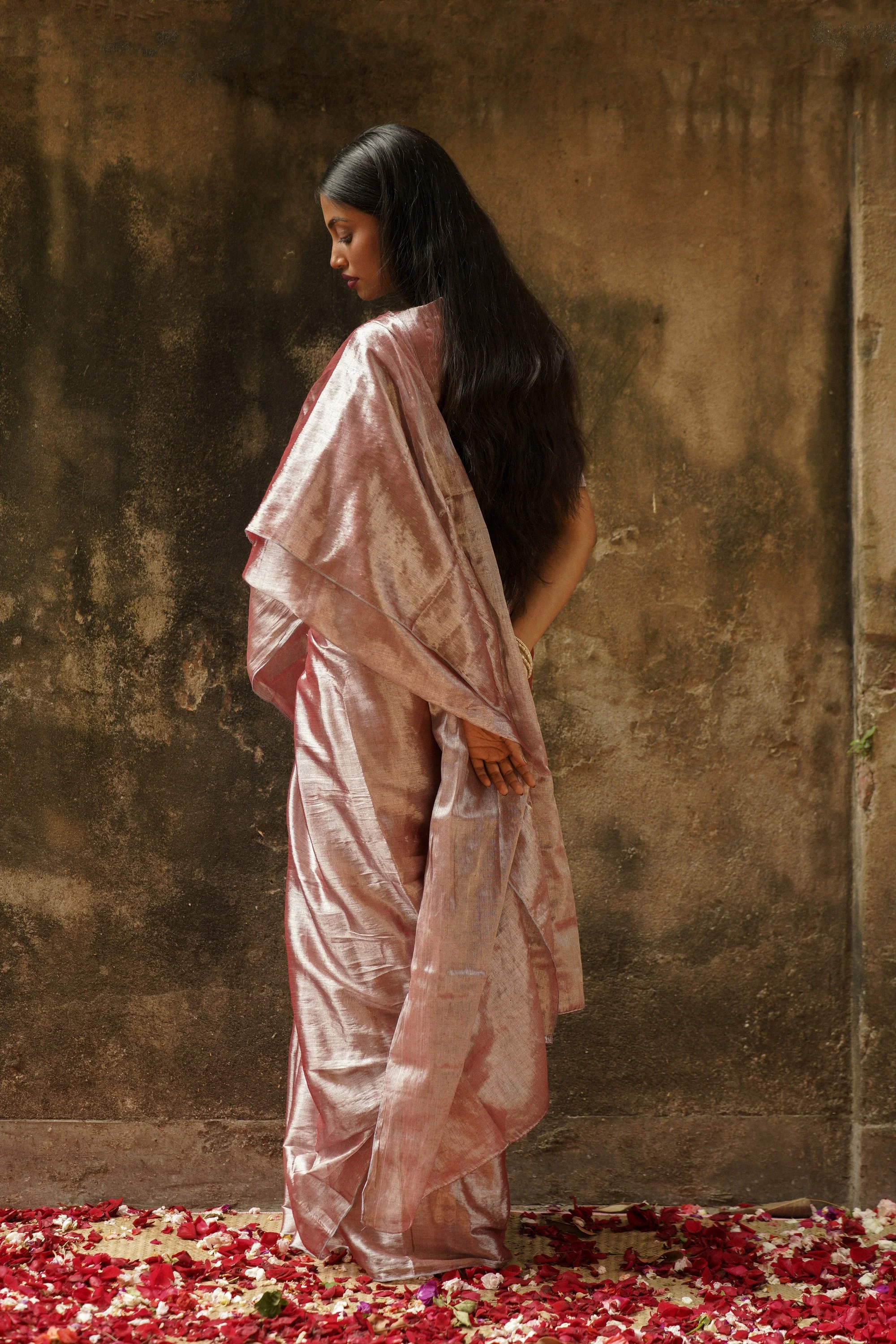 Coffee Caffeine Pastel Coffee Handloom Tissue Saree - Image 2