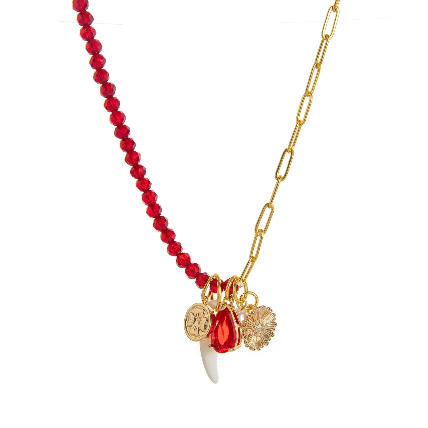 Crimson Charm Beaded Necklace