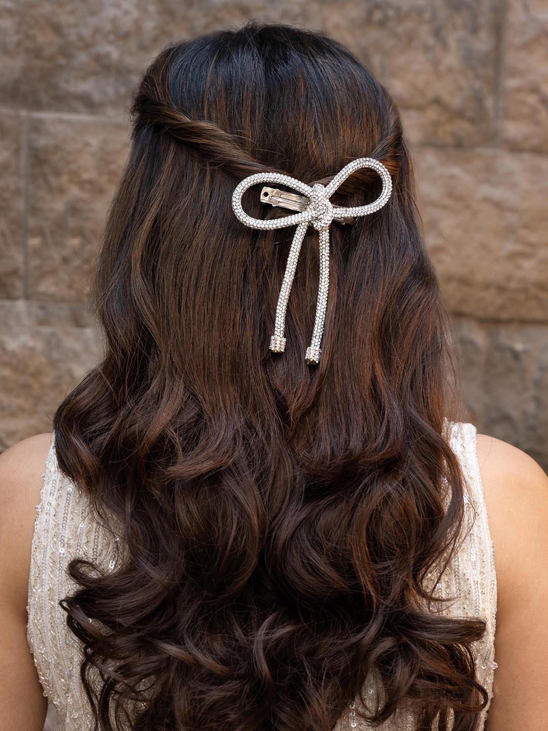 Crystal Hair Bow Barrette Clip - Image 2