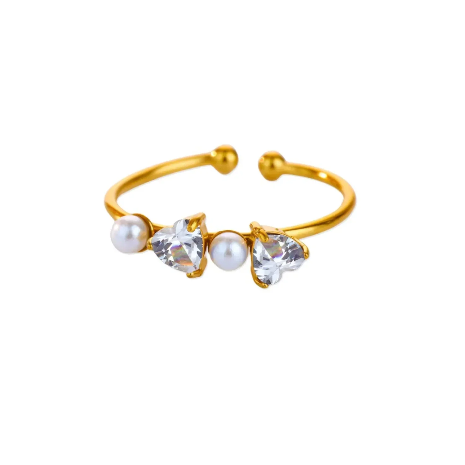 Crystal Heart And Pearl Ring - Image 2