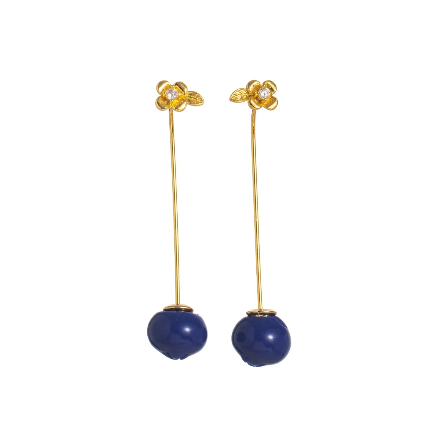 Dangling Blue Fruit Earrings - Image 2