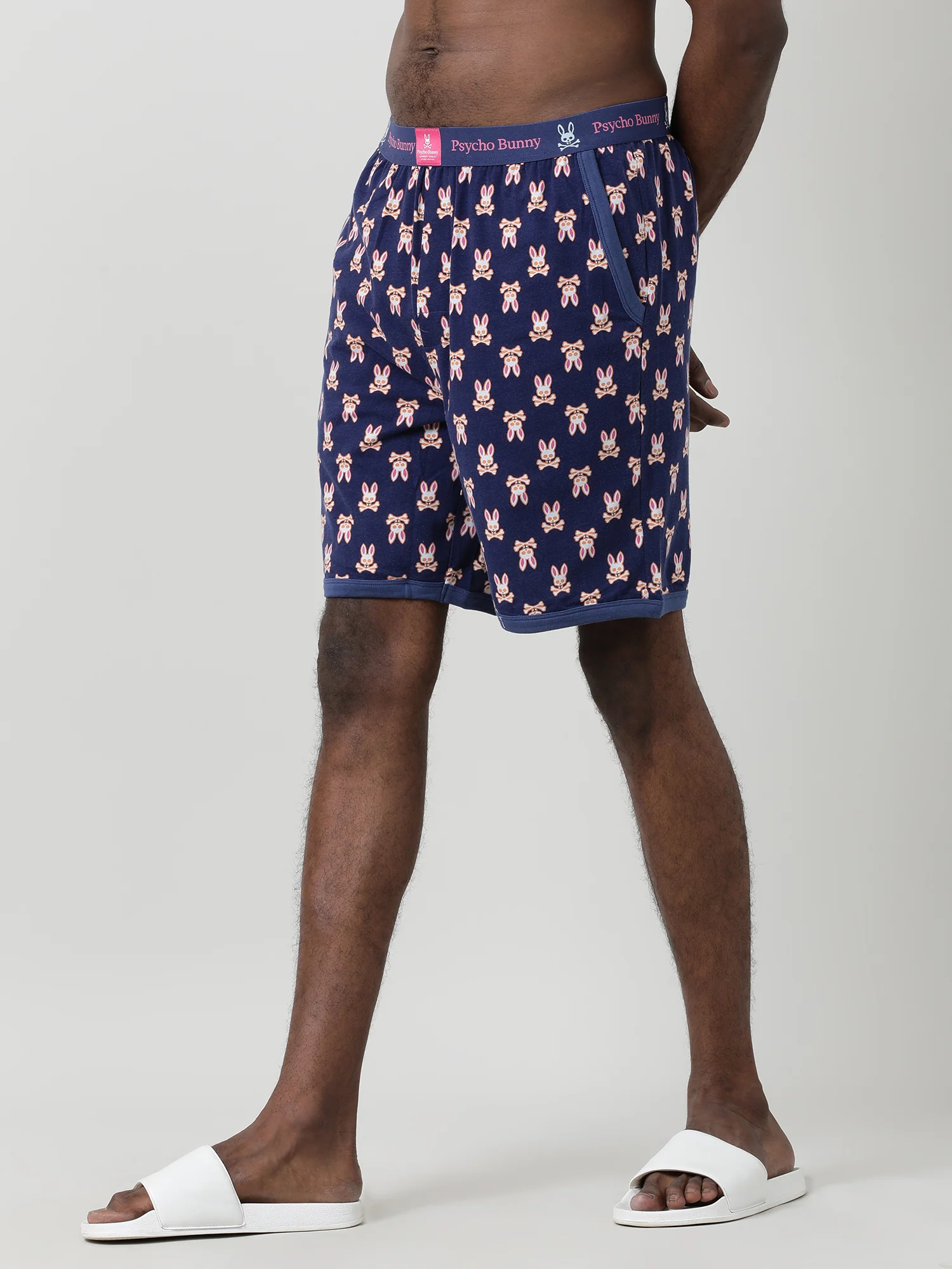 Men Blue Oversized Cotton Knee-Length Shorts - Image 3