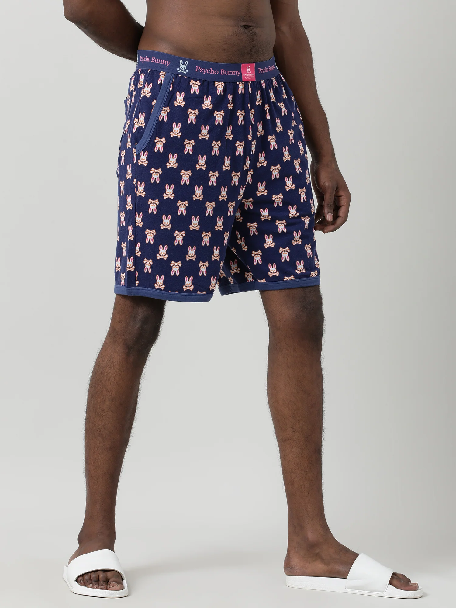 Men Blue Oversized Cotton Knee-Length Shorts - Image 4
