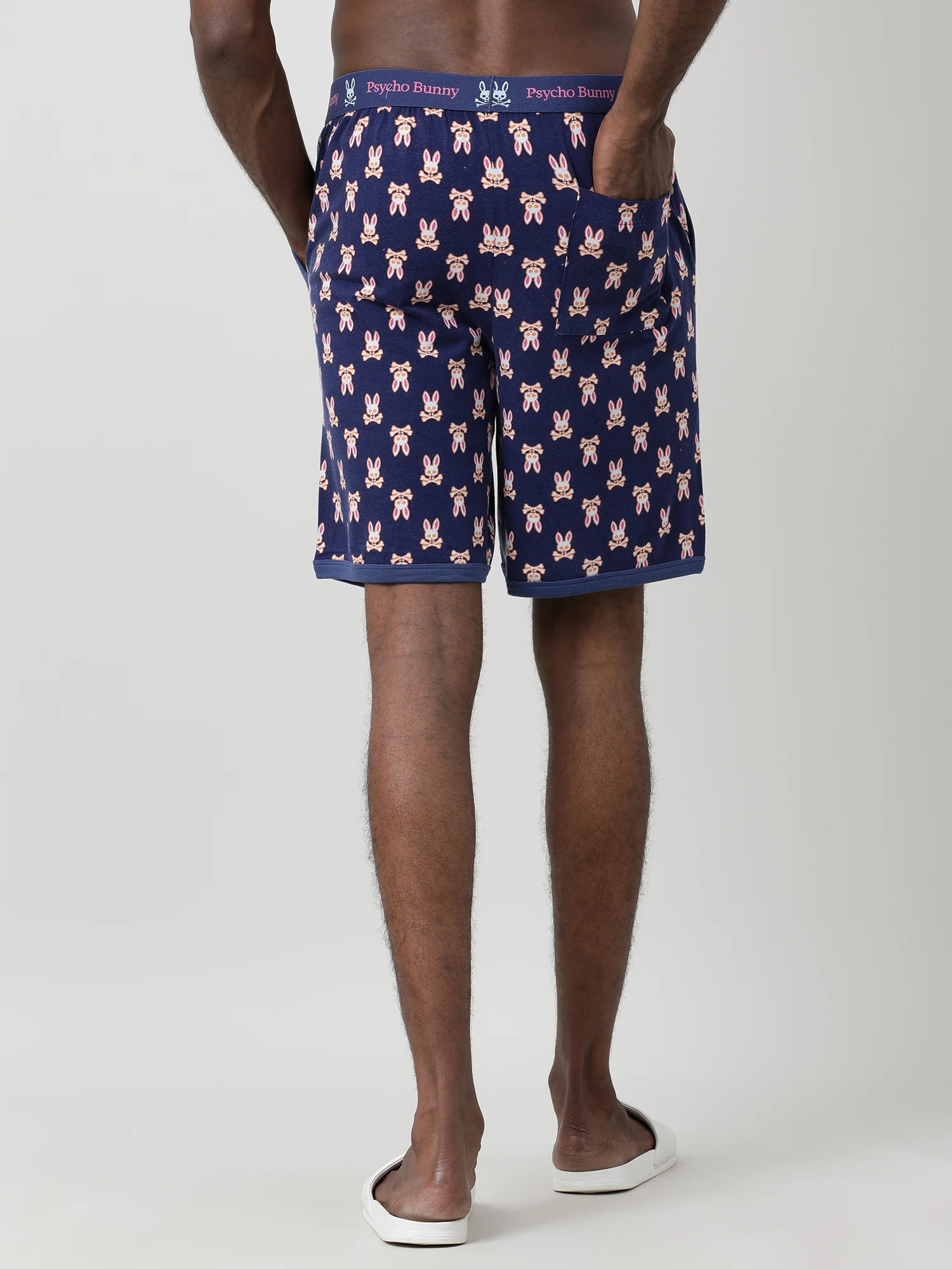 Men Blue Oversized Cotton Knee-Length Shorts - Image 6