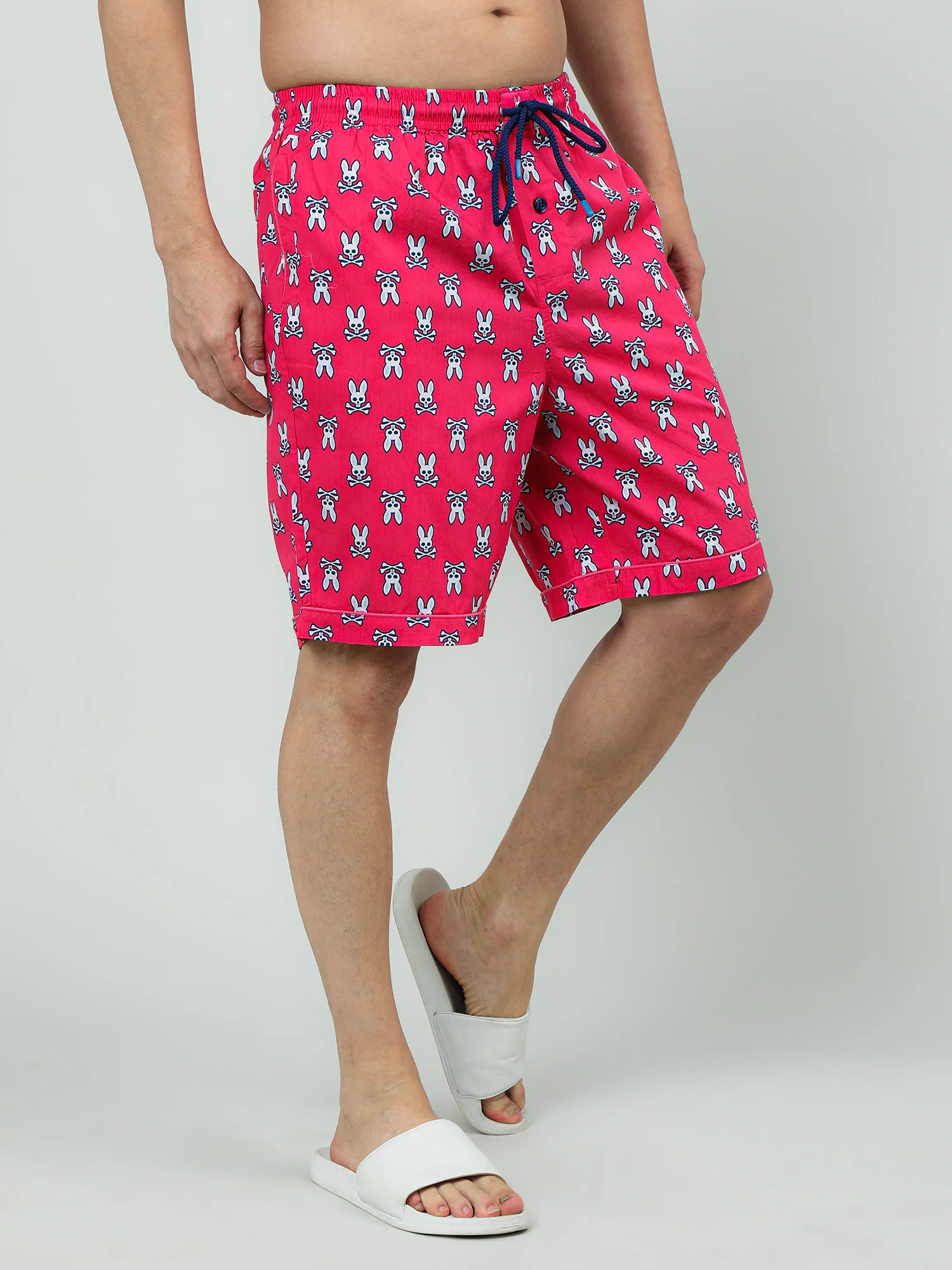 Men Pink Oversized Cotton Knee-Length Shorts - Image 4