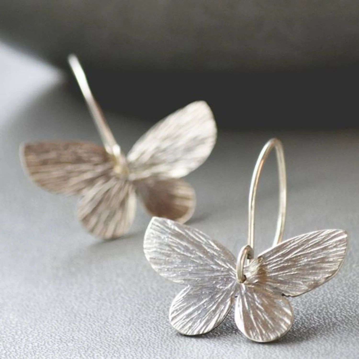 Delicate Silver Butterfly Dangle Earring