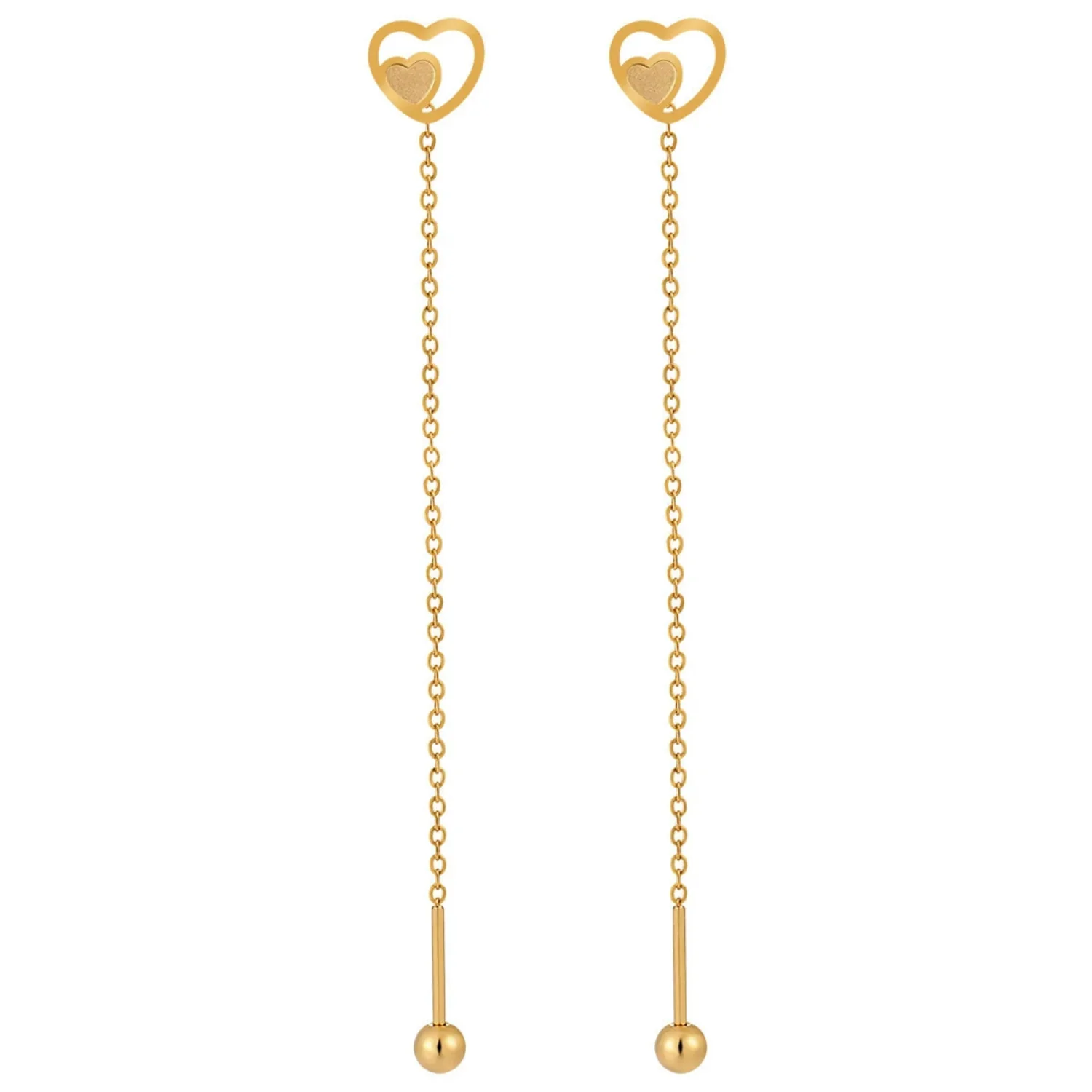 Double Heart Gold Threader Drop - Image 2