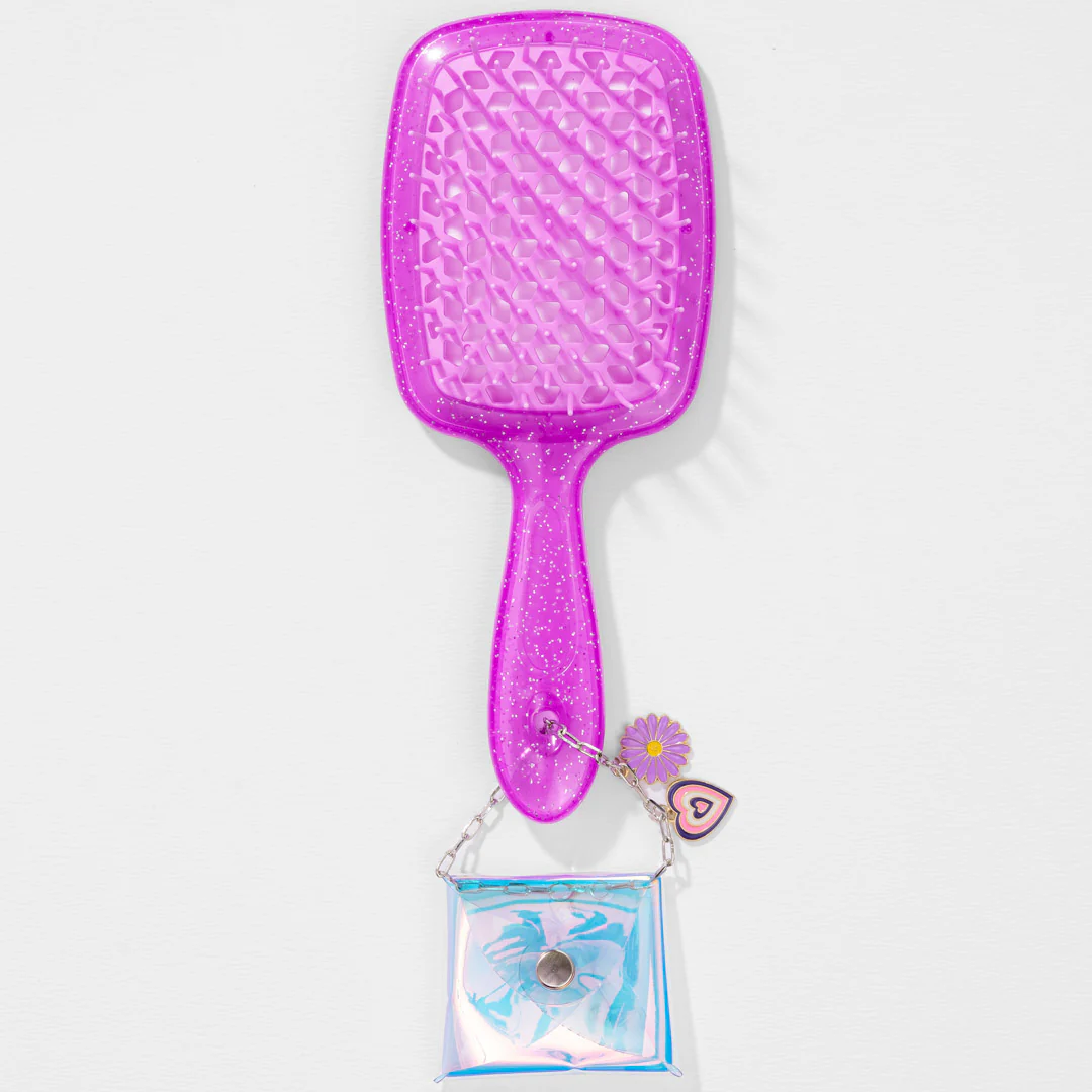 Purple Drama Detangle Hair Brush with Free Pouch - Image 5