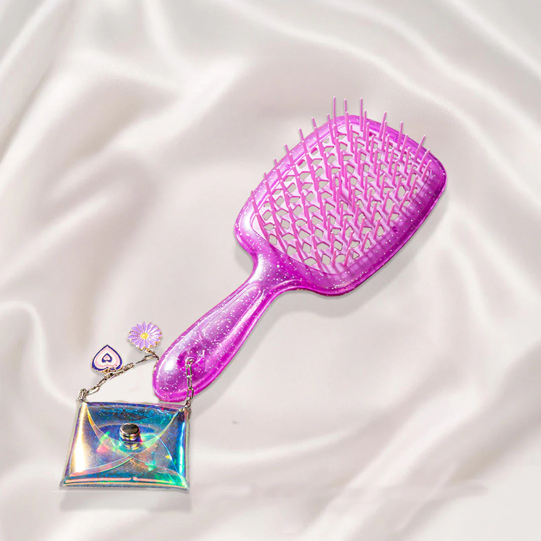 Purple Drama Detangle Hair Brush with Free Pouch - Image 7