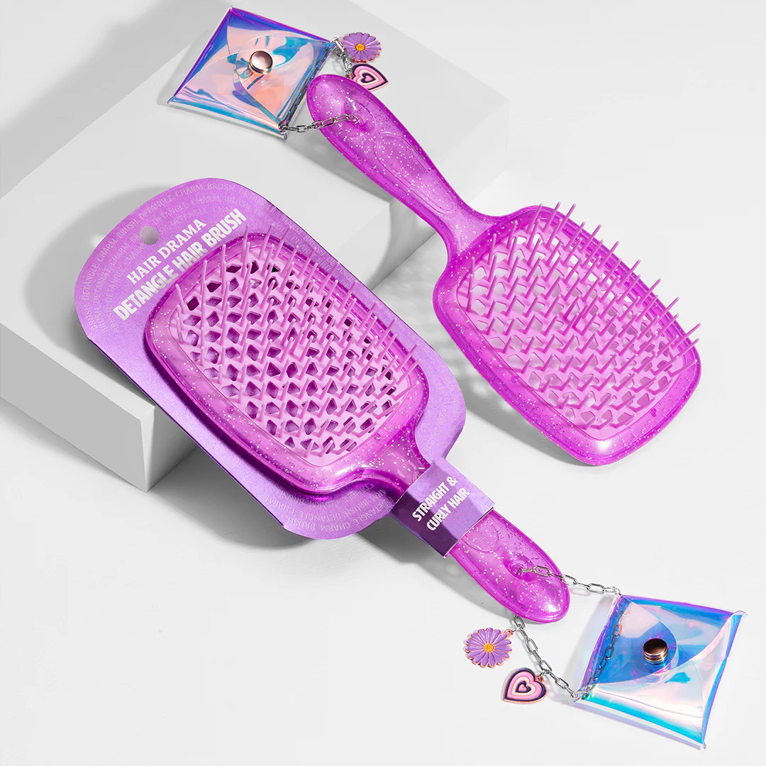 Purple Drama Detangle Hair Brush with Free Pouch - Image 8