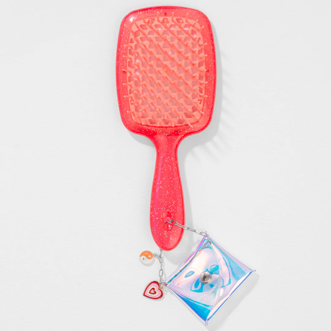 Coral Drama Detangle Hair Brush with Free Pouch - Image 4