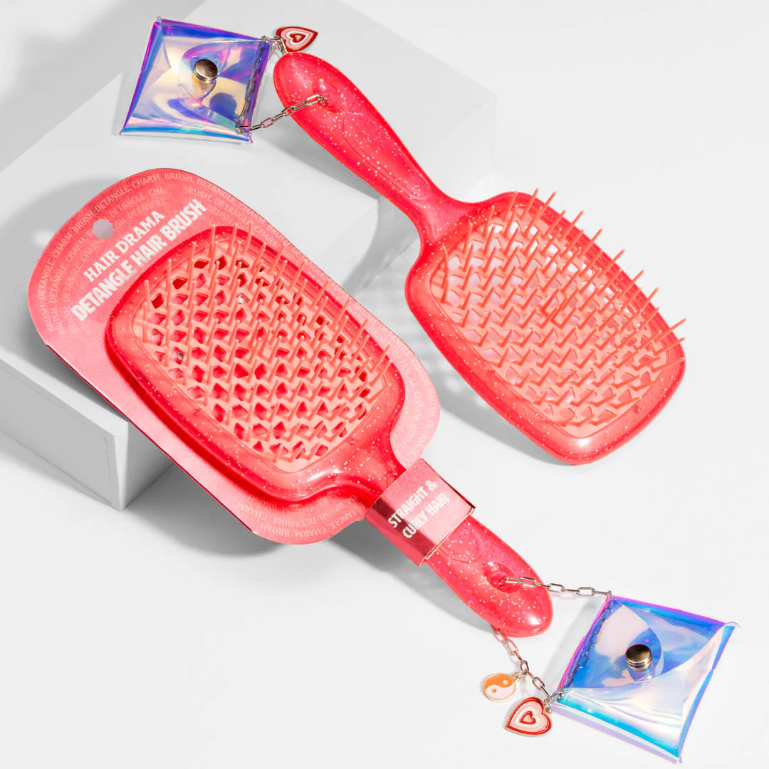 Coral Drama Detangle Hair Brush with Free Pouch - Image 7