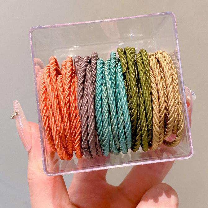 Earthy Twisted Hair Tie Rope Style Elastic Bands (50 Pcs)