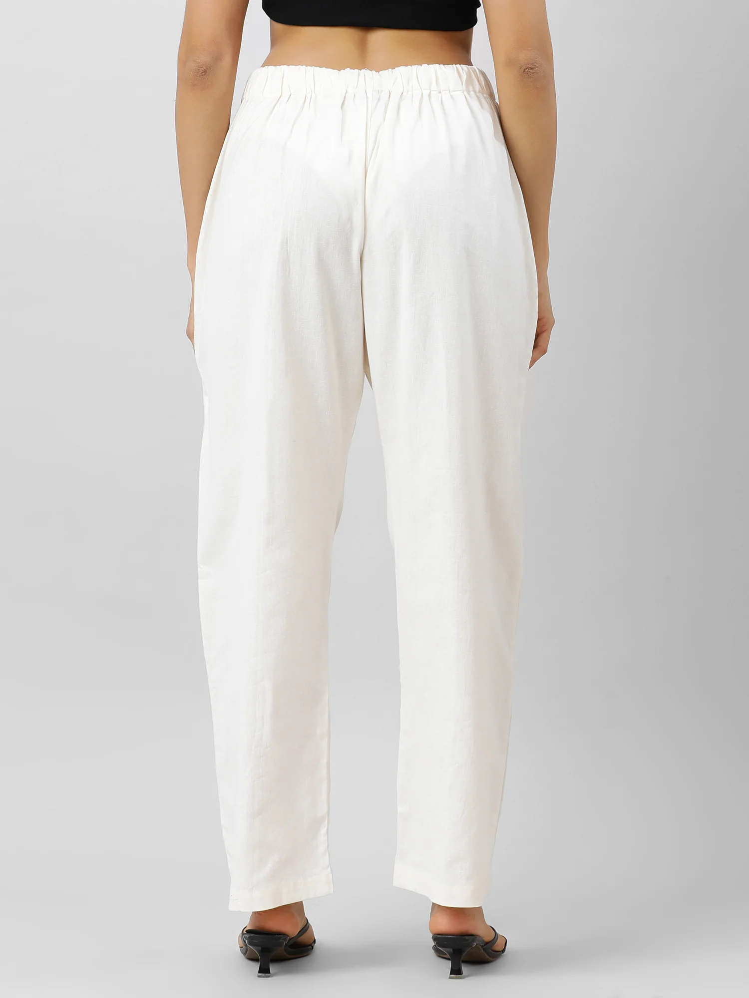 Women Easy Breezy Off White Holiday Pants - Image 3