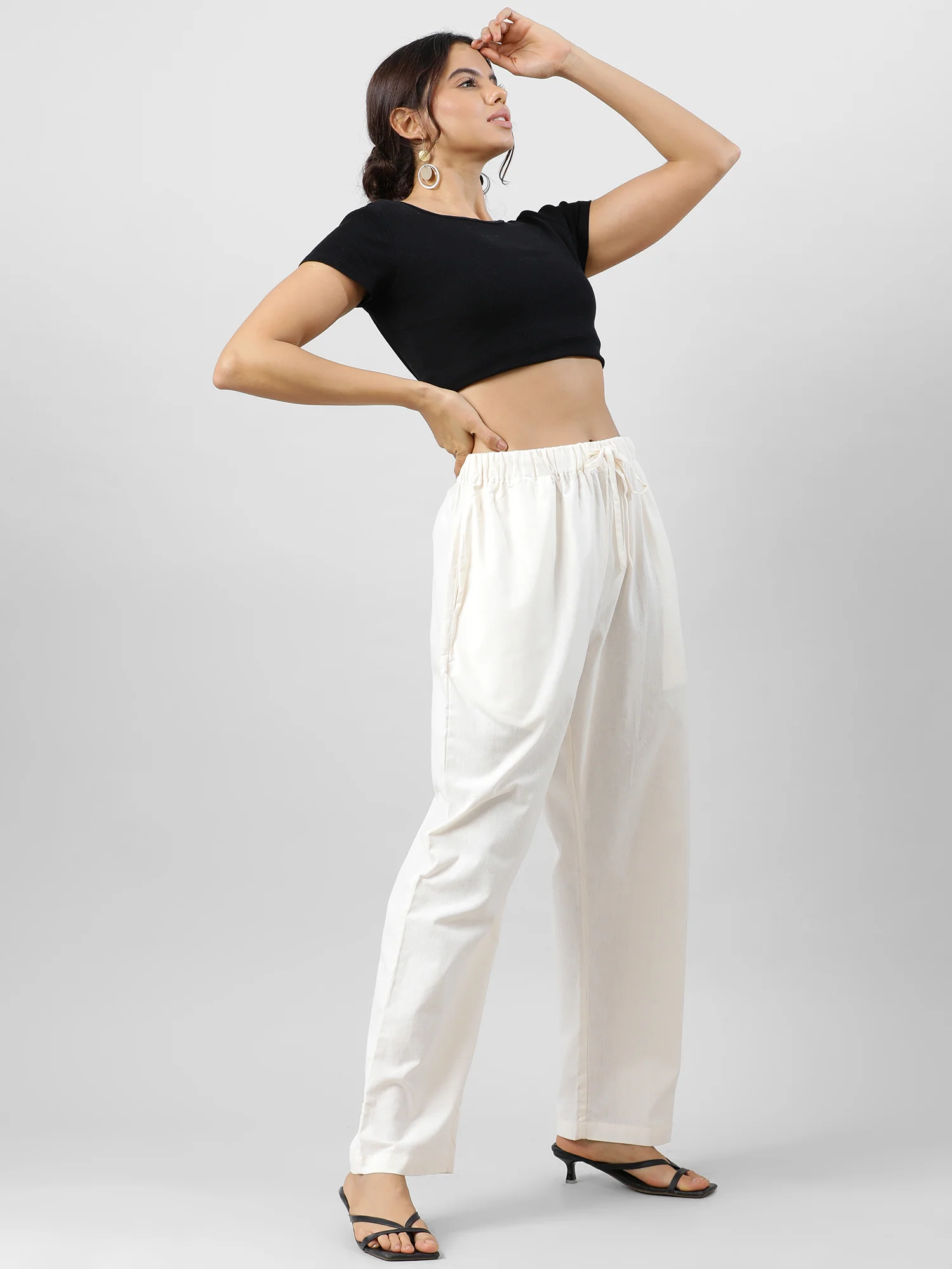 Women Easy Breezy Off White Holiday Pants - Image 6