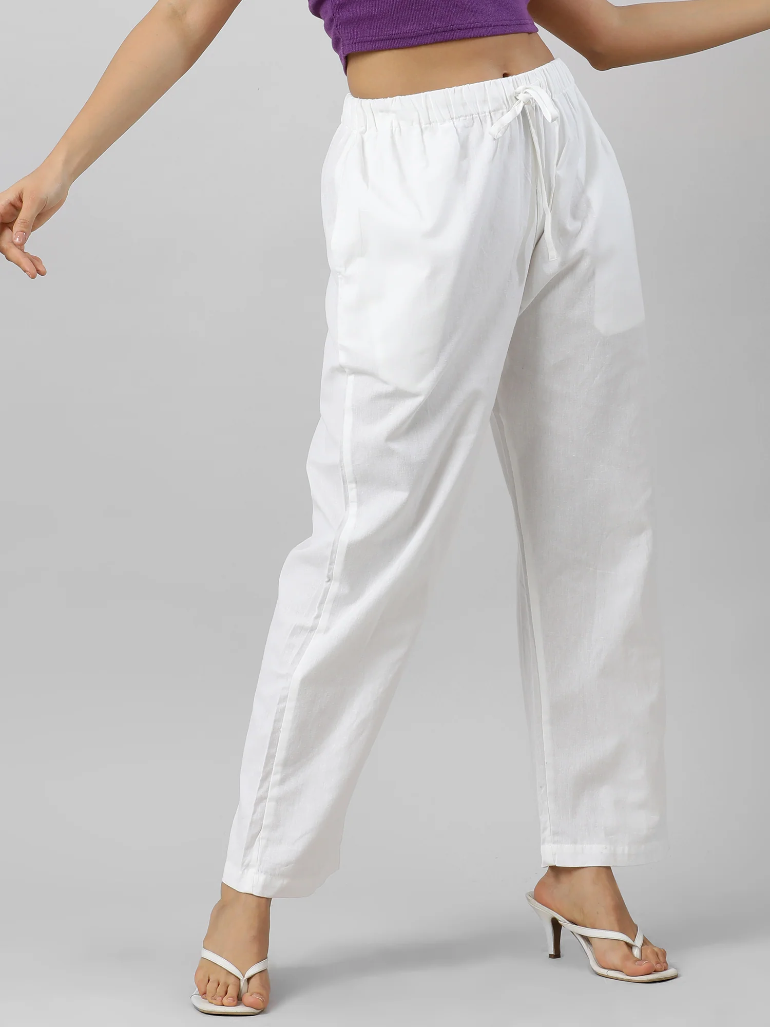 Women Easy Breezy White Holiday Pants - Image 10