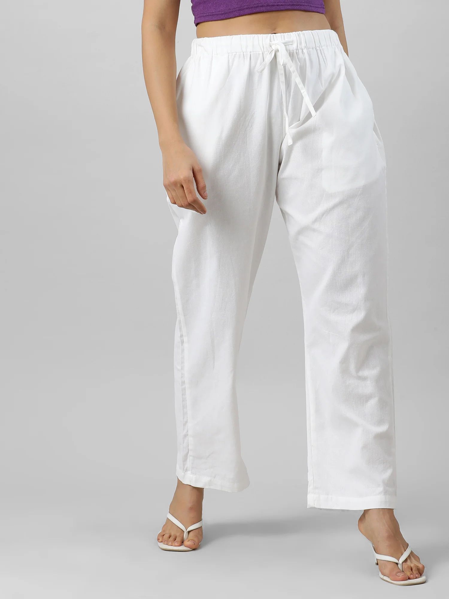 Women Easy Breezy White Holiday Pants - Image 11