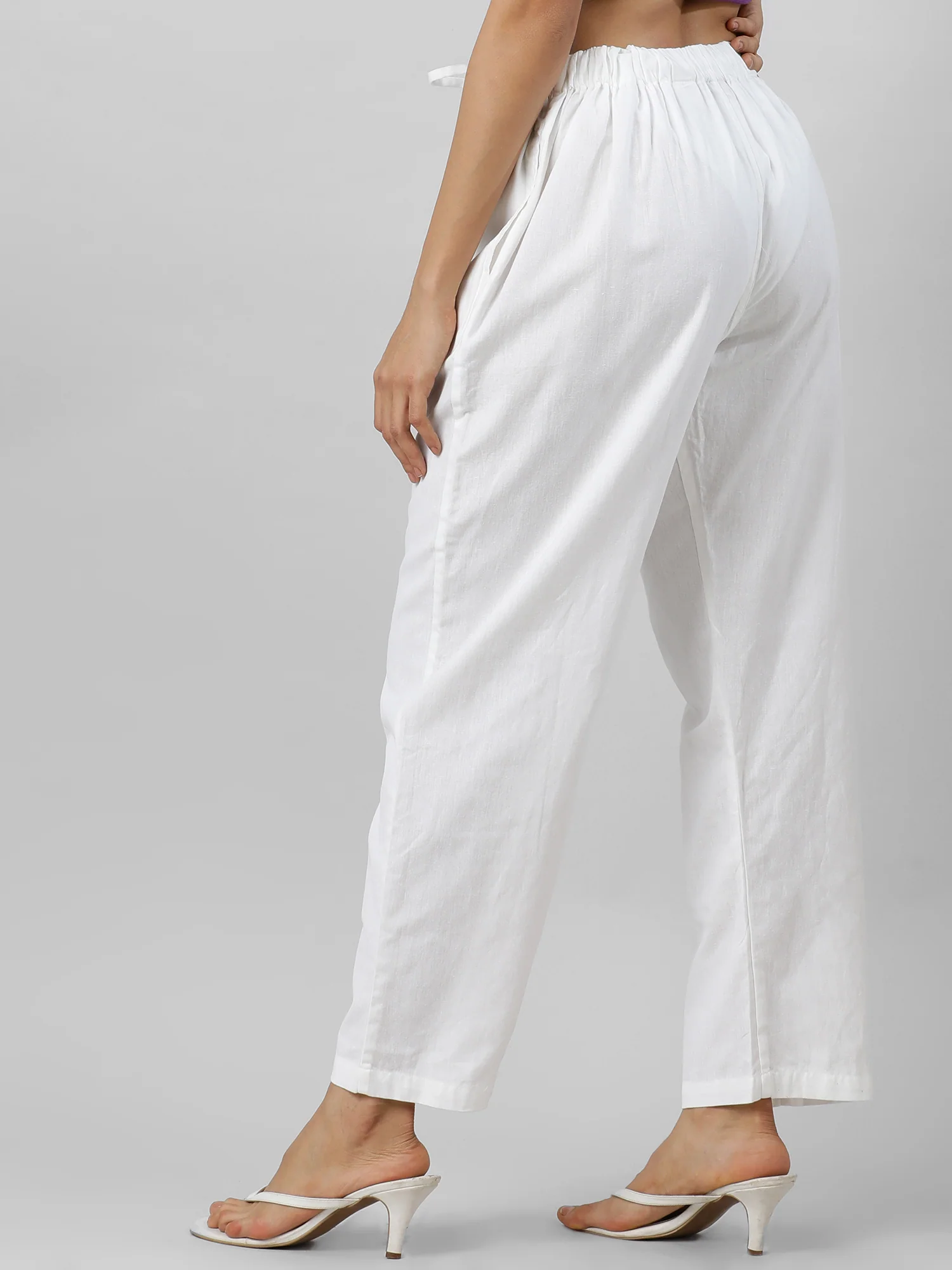 Women Easy Breezy White Holiday Pants - Image 3