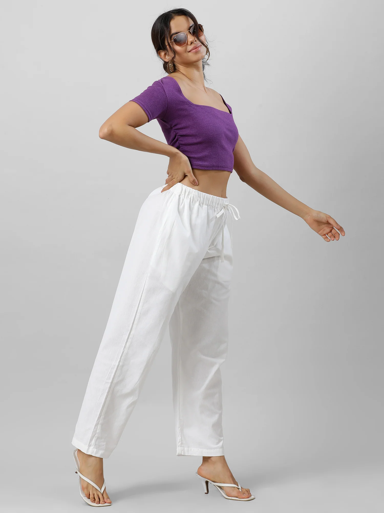 Women Easy Breezy White Holiday Pants - Image 4
