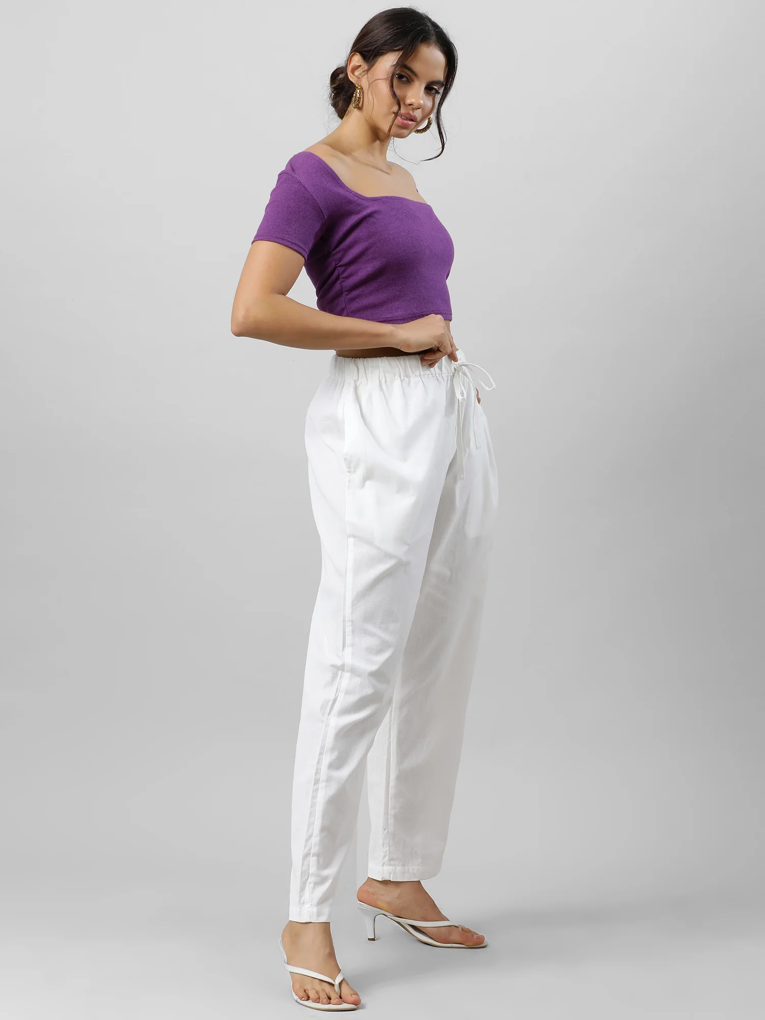 Women Easy Breezy White Holiday Pants - Image 6