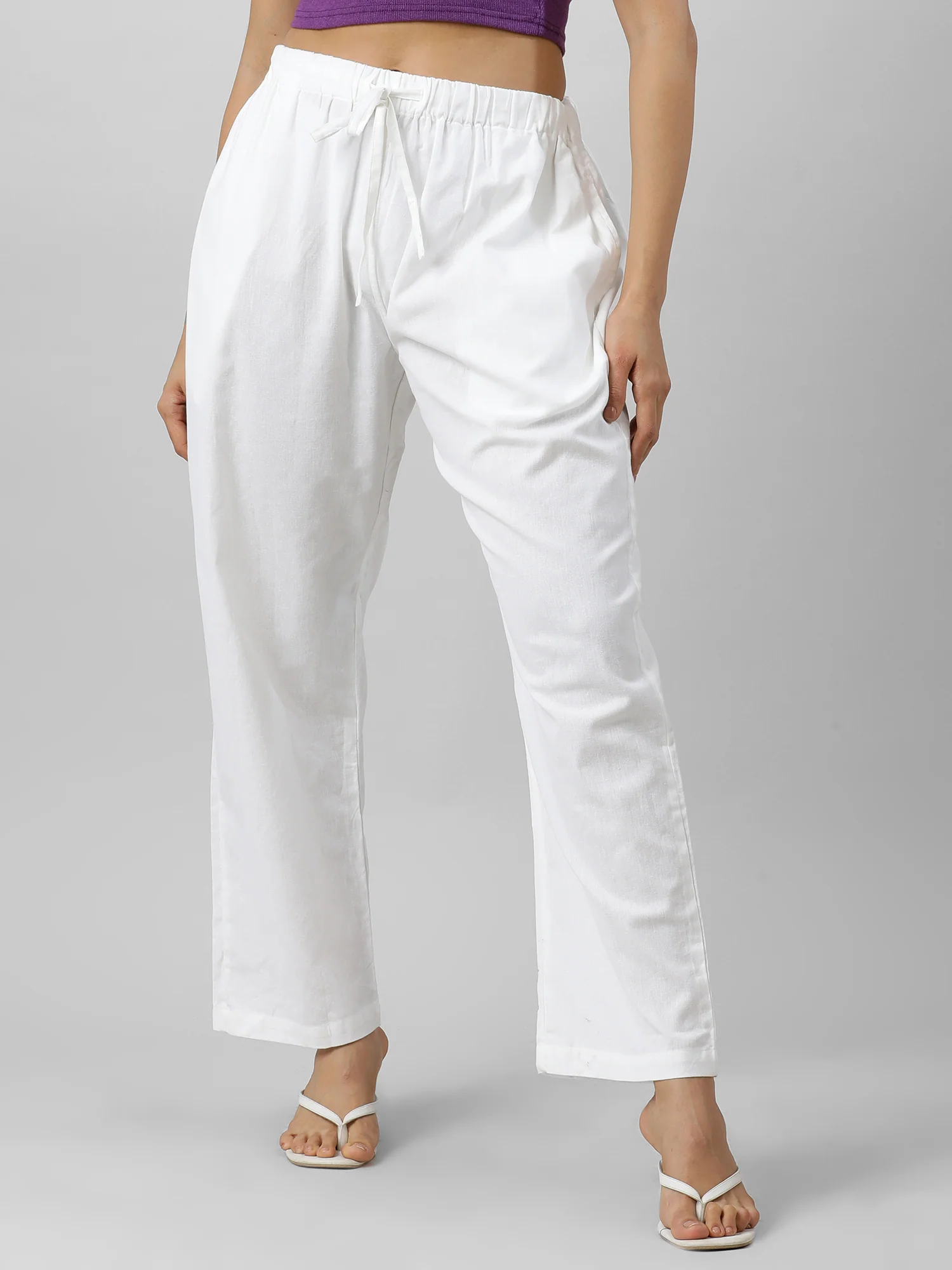 Women Easy Breezy White Holiday Pants - Image 7