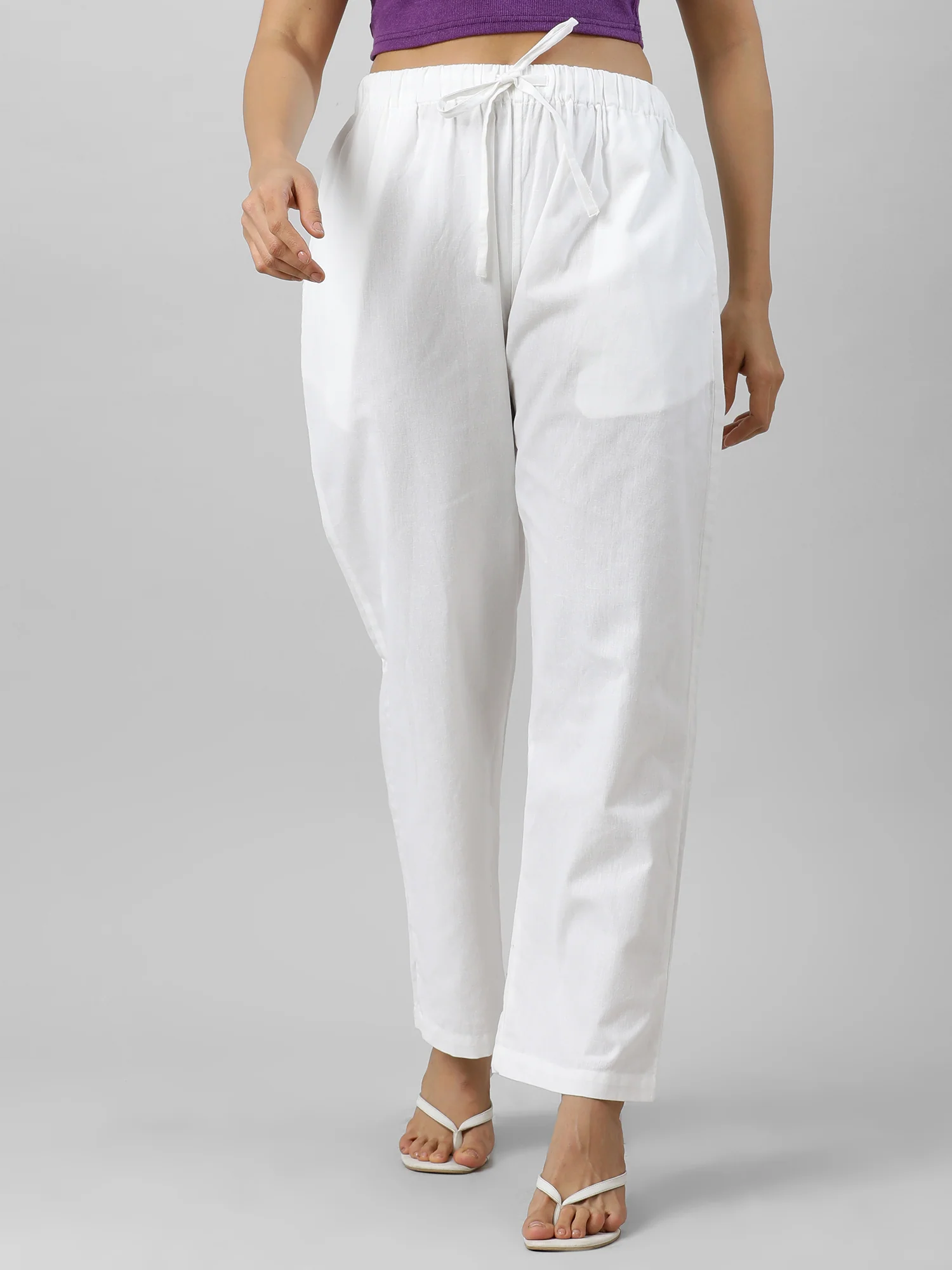 Women Easy Breezy White Holiday Pants - Image 9